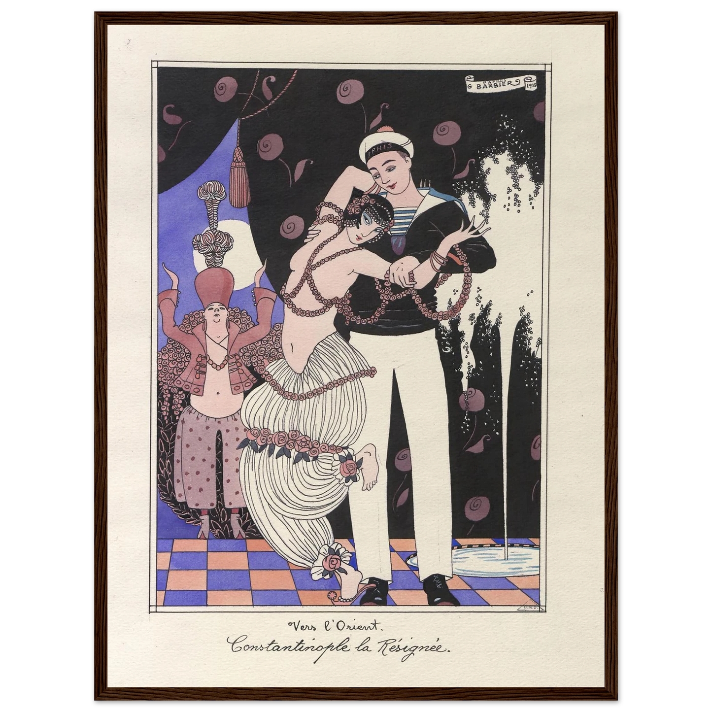 Vers l’Orient. Constantinople la Résignée (1915) Art Print | George Barbier - Framed Poster - 30x40 cm / 12x16″ - Black frame