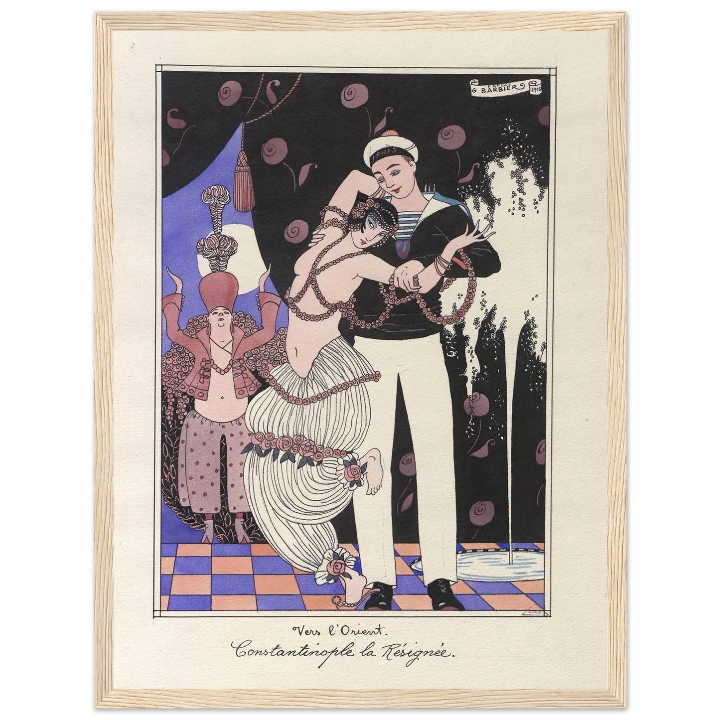 Vers l’Orient. Constantinople la Résignée (1915) Art Print | George Barbier - Framed Poster - 30x40 cm / 12x16″ - Black frame