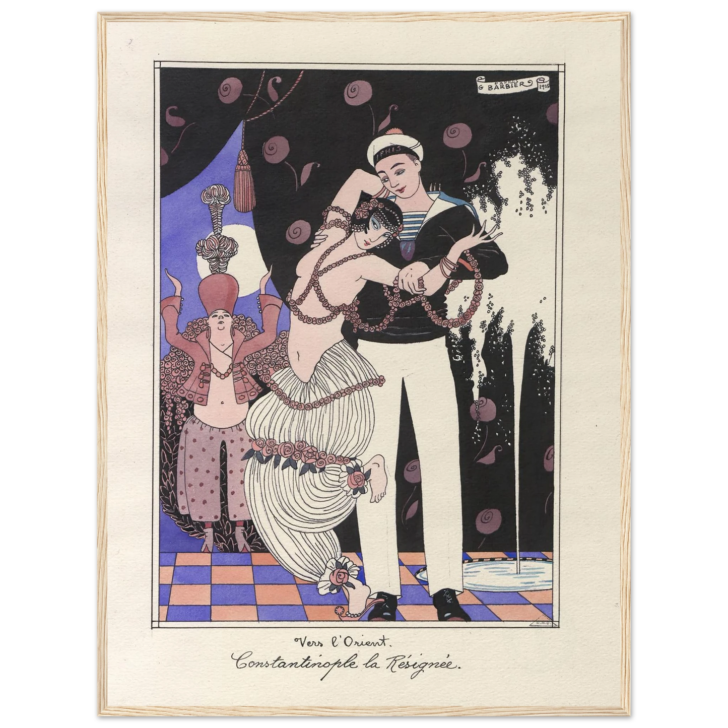 Vers l’Orient. Constantinople la Résignée (1915) Art Print | George Barbier - Framed Poster - 30x40 cm / 12x16″ - Black frame