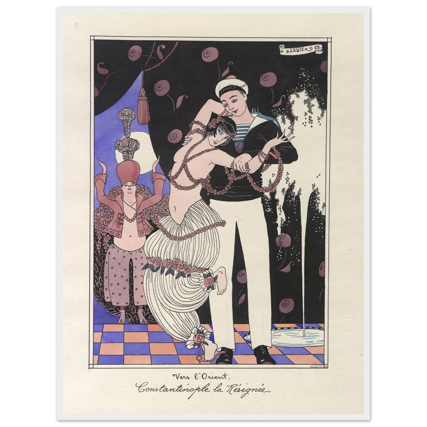 Vers l’Orient. Constantinople la Résignée (1915) Art Print | George Barbier - Framed Poster - 30x40 cm / 12x16″ - Black frame