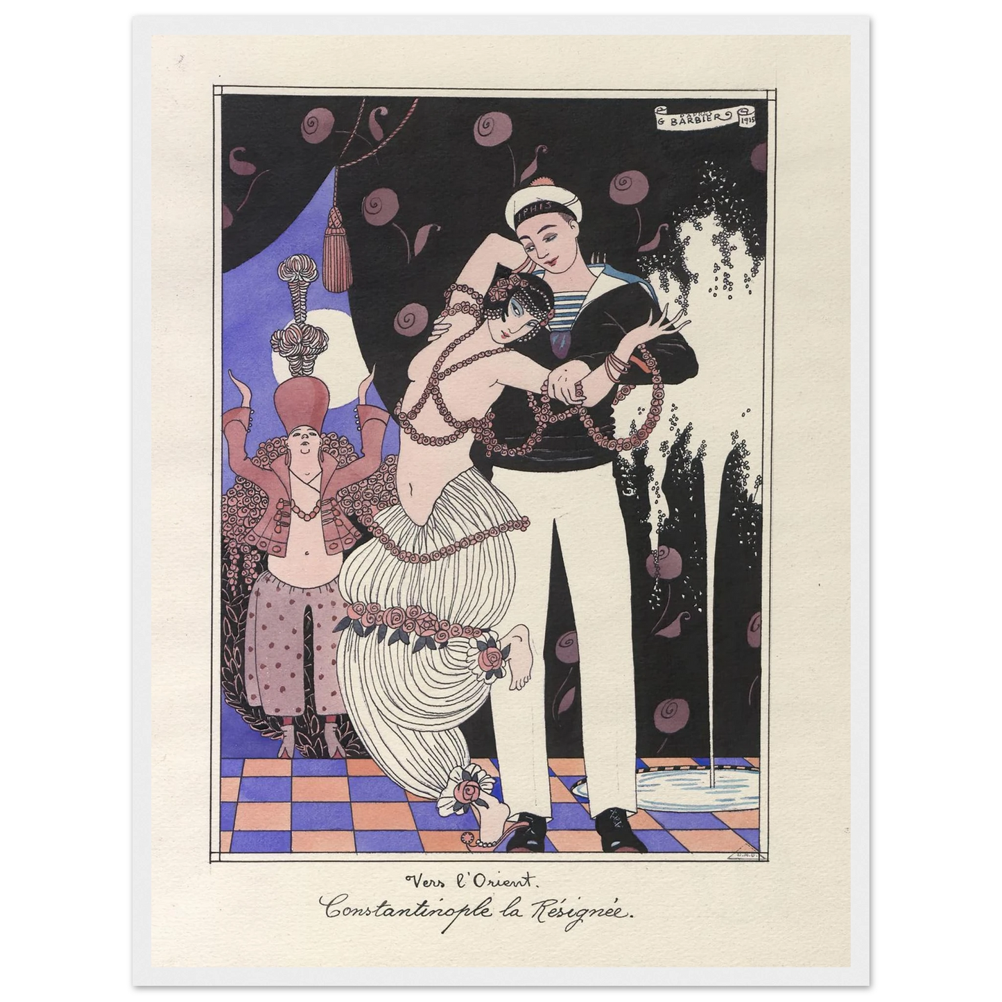 Vers l’Orient. Constantinople la Résignée (1915) Art Print | George Barbier - Framed Poster - 30x40 cm / 12x16″ - Black frame