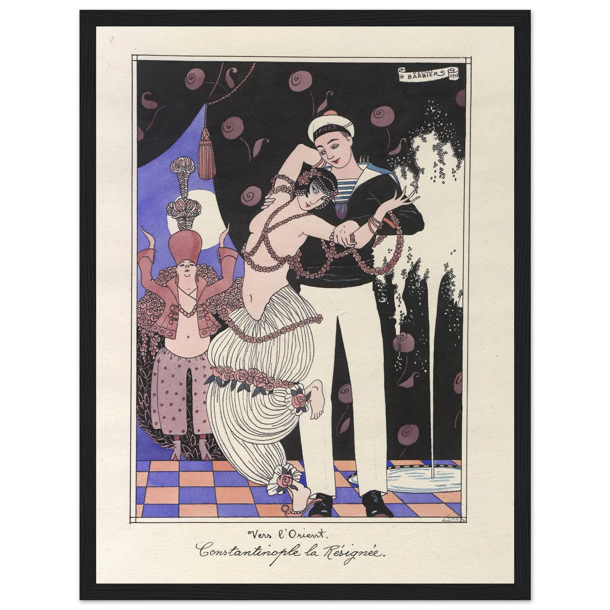 Vers l’Orient. Constantinople la Résignée (1915) Art Print | George Barbier - Framed Poster - 30x40 cm / 12x16″ - Black frame