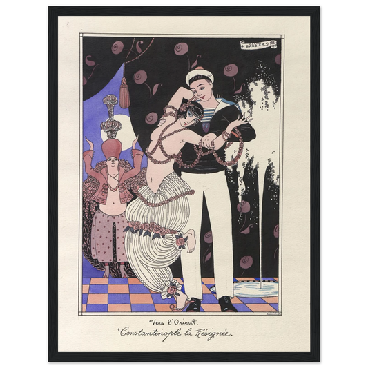 Vers l’Orient. Constantinople la Résignée (1915) Art Print | George Barbier - Framed Poster - 30x40 cm / 12x16″ - Black frame