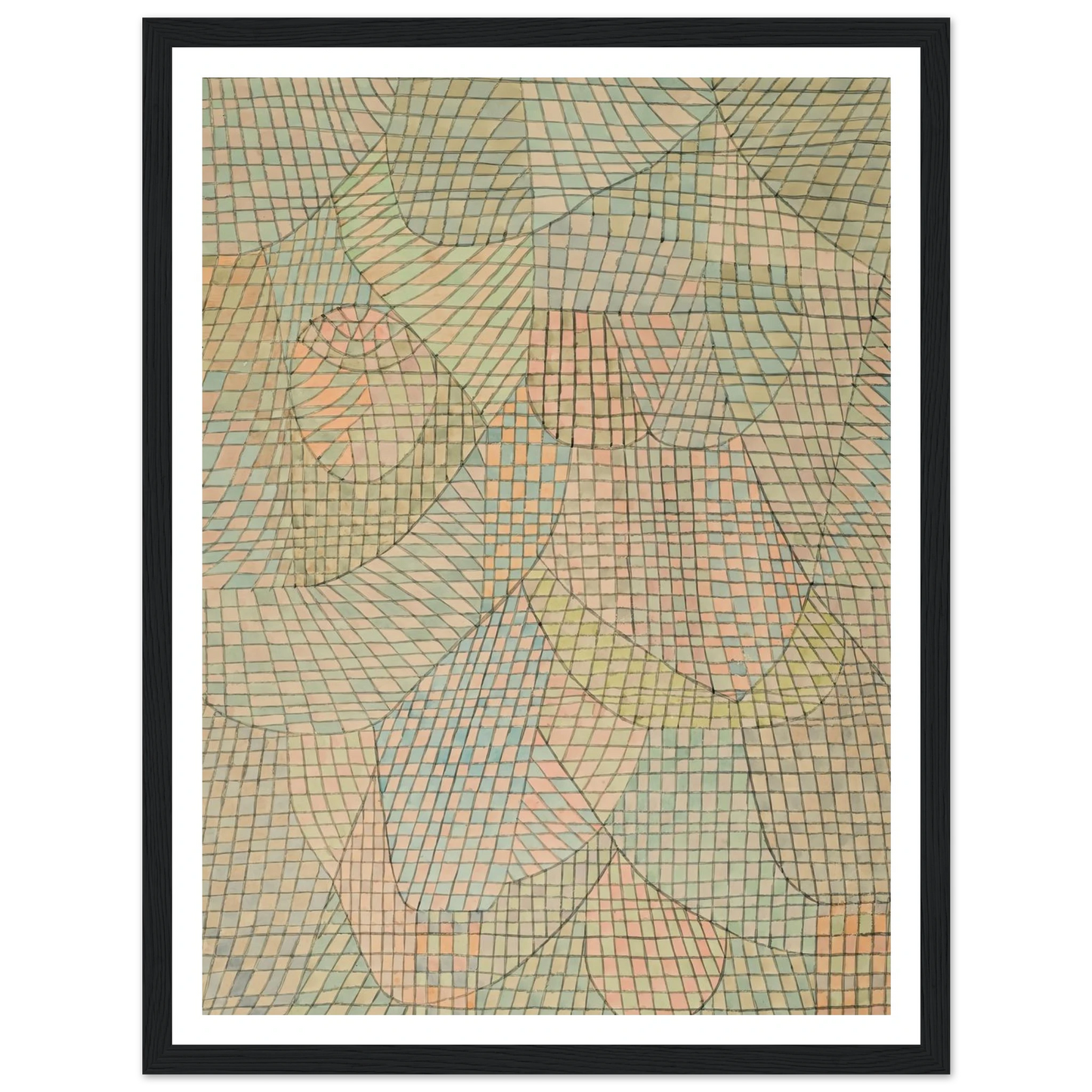 Verschleiertes (1934) Art Print | Paul Klee - Framed Poster - 30x40 cm / 12x16″ - Black frame