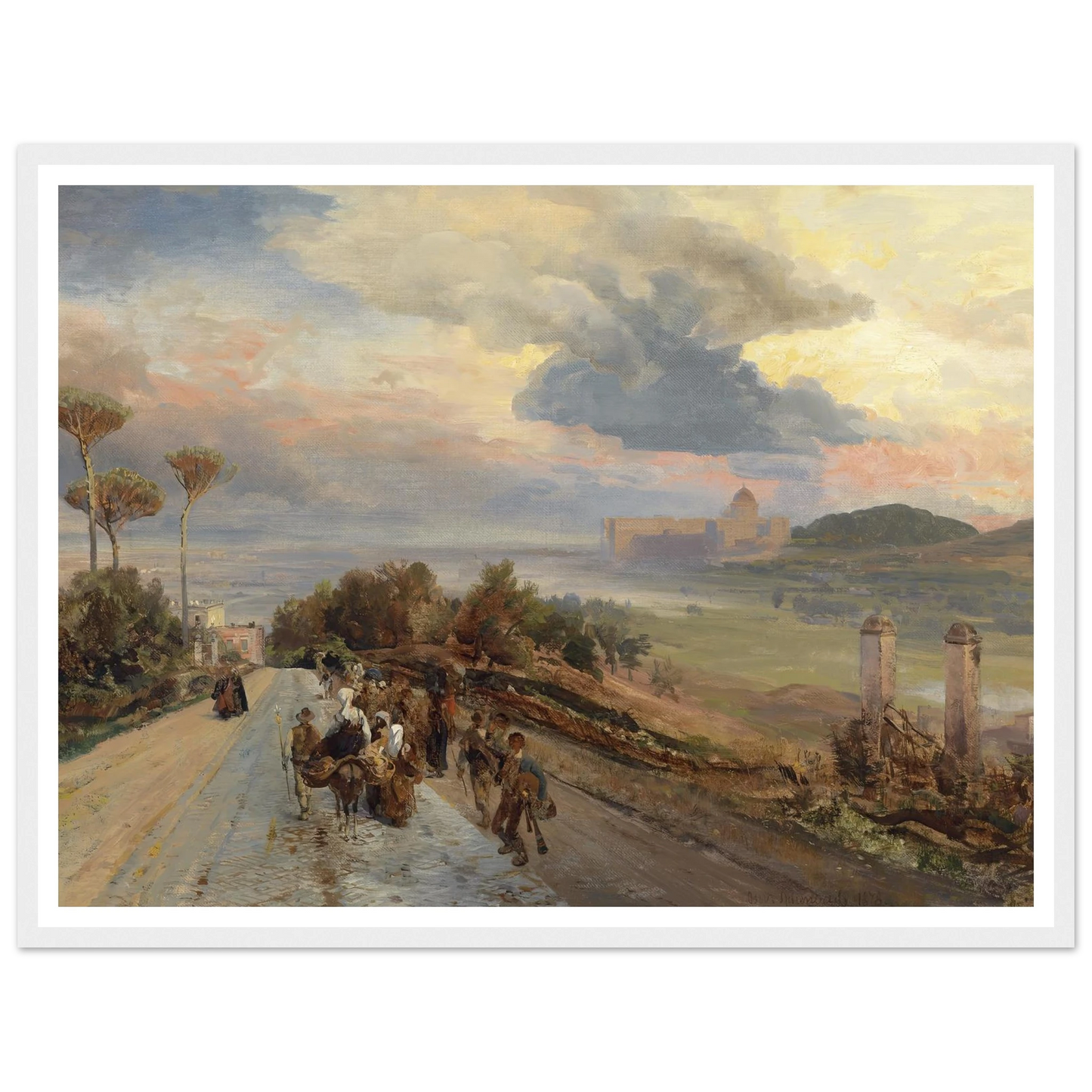 Via Cassia bei Rom (1878) Art Print | Oswald Achenbach - Framed Poster - 30x40 cm / 12x16″ - Black frame