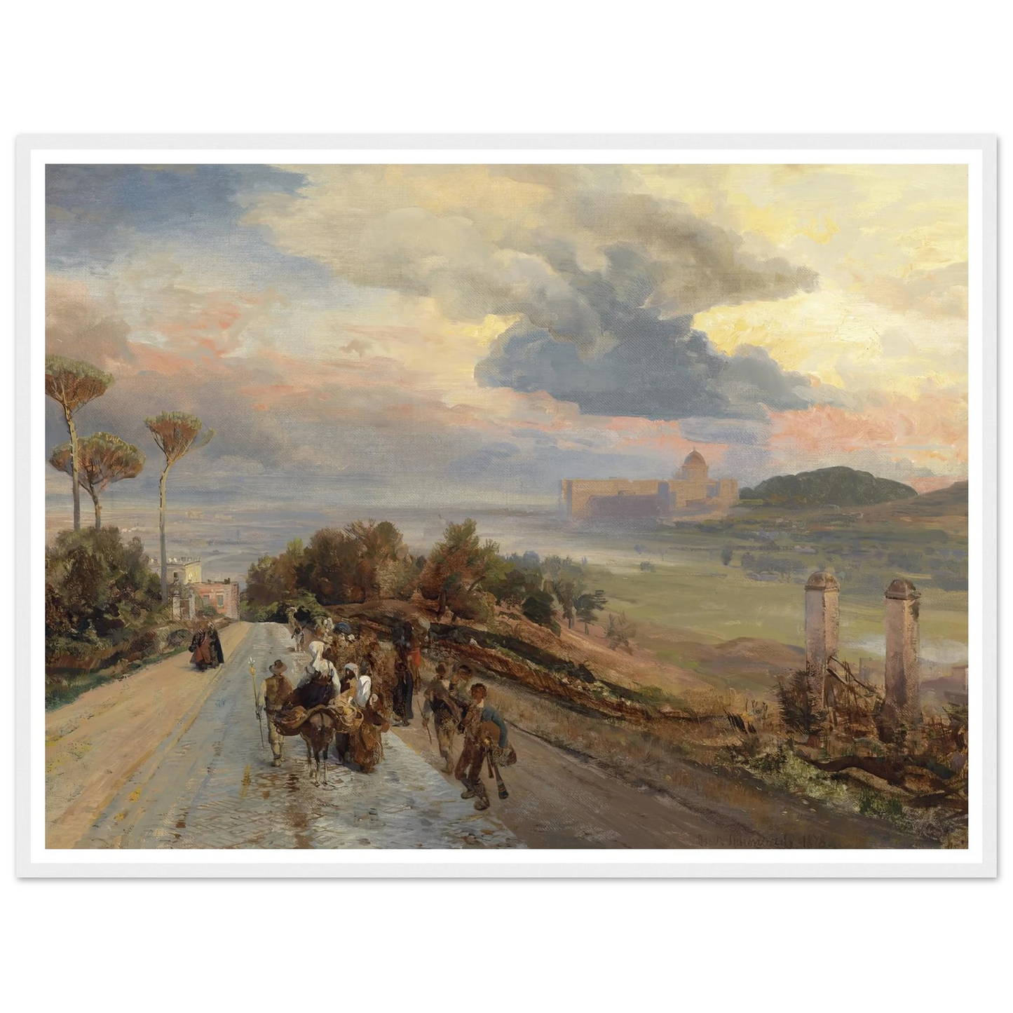 Via Cassia bei Rom (1878) Art Print | Oswald Achenbach - Framed Poster - 30x40 cm / 12x16″ - Black frame