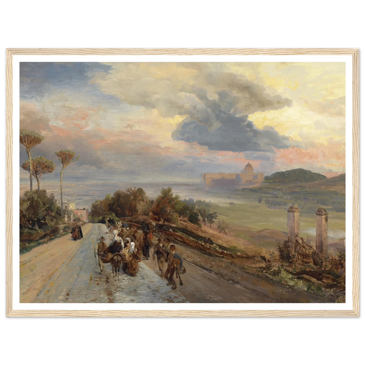 Via Cassia bei Rom (1878) Art Print | Oswald Achenbach - Framed Poster - 30x40 cm / 12x16″ - Black frame