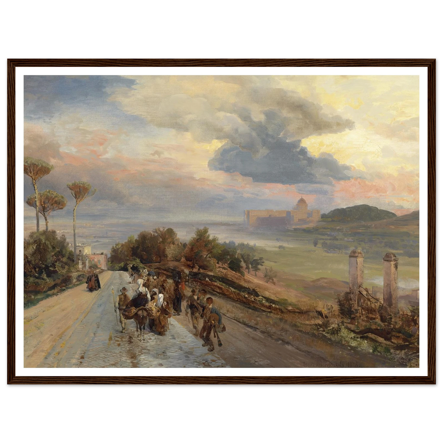 Via Cassia bei Rom (1878) Art Print | Oswald Achenbach - Framed Poster - 30x40 cm / 12x16″ - Black frame