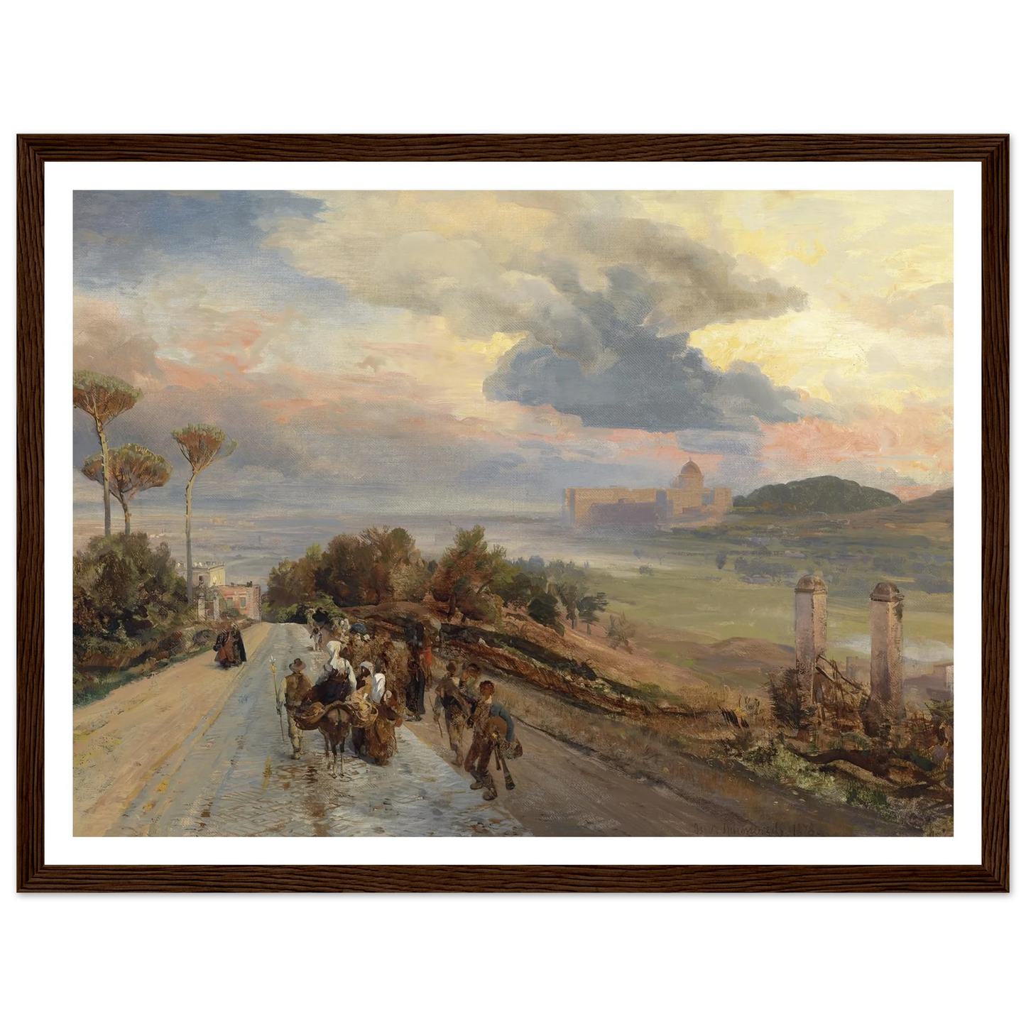Via Cassia bei Rom (1878) Art Print | Oswald Achenbach - Framed Poster - 30x40 cm / 12x16″ - Black frame