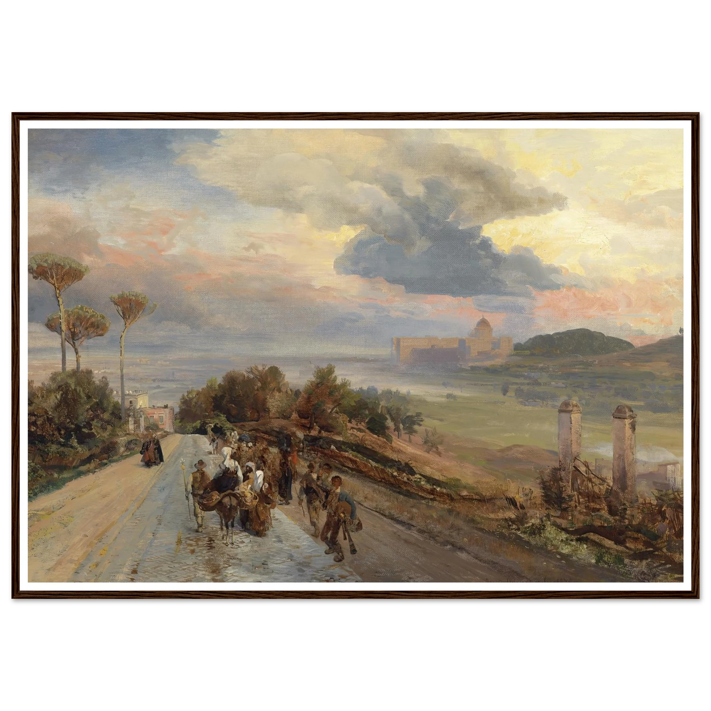 Via Cassia bei Rom (1878) Art Print | Oswald Achenbach - Framed Poster - 30x40 cm / 12x16″ - Black frame