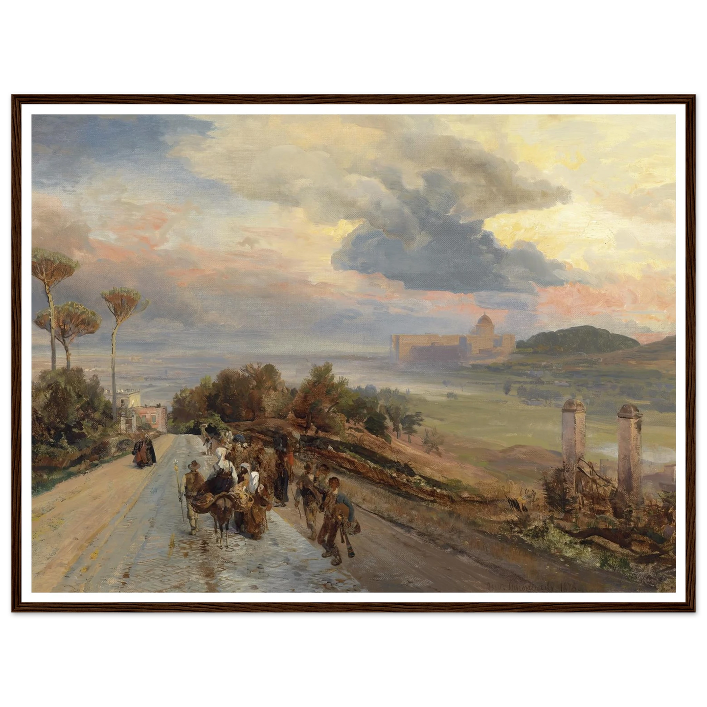 Via Cassia bei Rom (1878) Art Print | Oswald Achenbach - Framed Poster - 30x40 cm / 12x16″ - Black frame