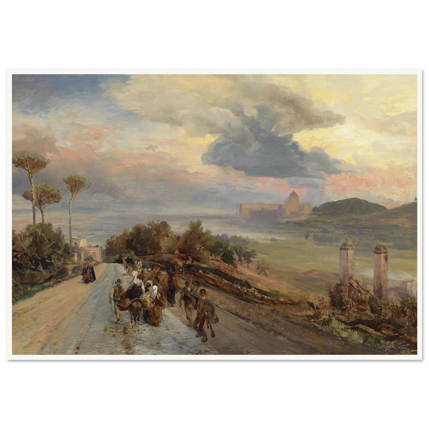 Via Cassia bei Rom (1878) Art Print | Oswald Achenbach - Framed Poster - 30x40 cm / 12x16″ - Black frame