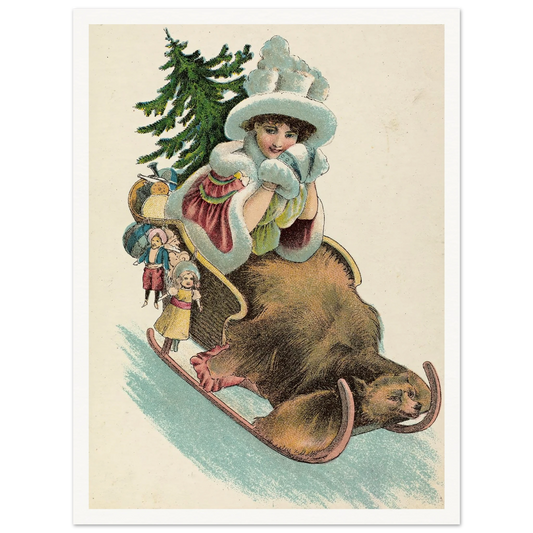 Victorian Sledding Grace - Framed Poster - 30x40 cm / 12x16″ - Black frame