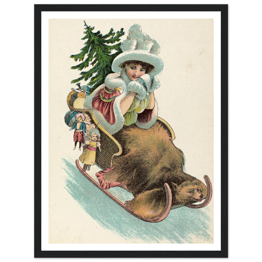 Victorian Sledding Grace - Framed Poster - 30x40 cm / 12x16″ - Black frame