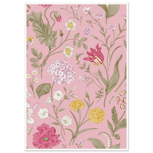 Victorian Sprout Sprig Art Print | William Morris Inspired - Framed Poster - 30x30 cm / 12x12″ - Black frame