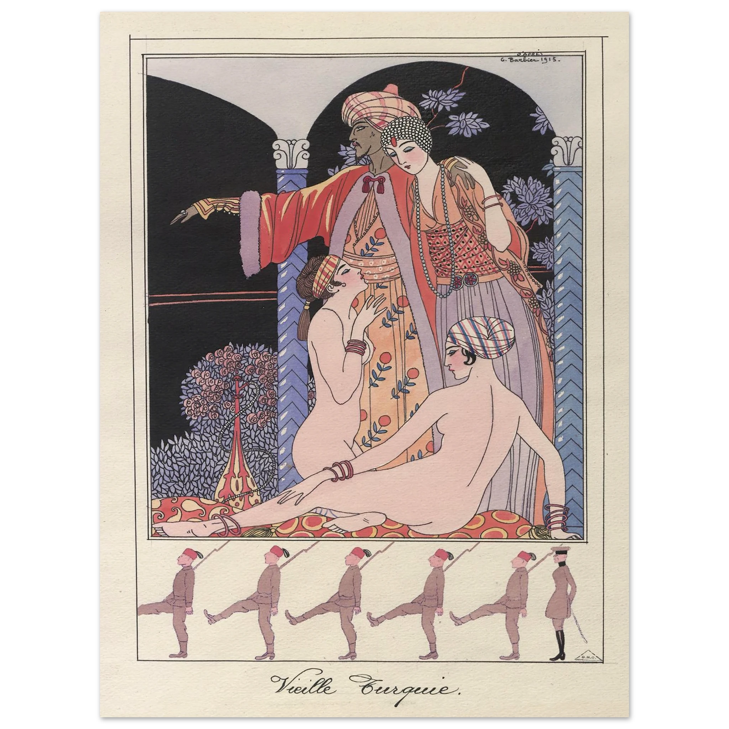 Vieille Turquie (Dans le sérail) (1914-1915) Art Print | George Barbier - Framed Poster - 30x40 cm / 12x16″ - Black frame