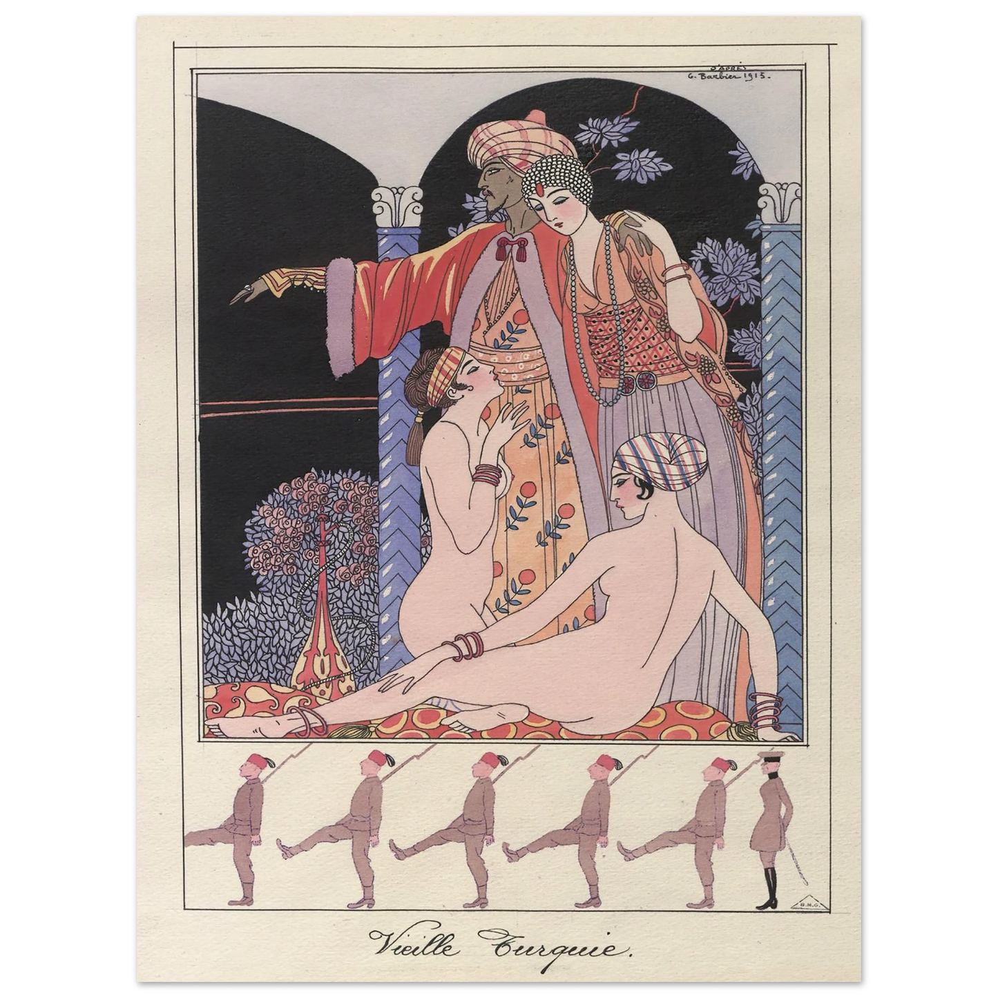 Vieille Turquie (Dans le sérail) (1914-1915) Art Print | George Barbier - Framed Poster - 30x40 cm / 12x16″ - Black frame