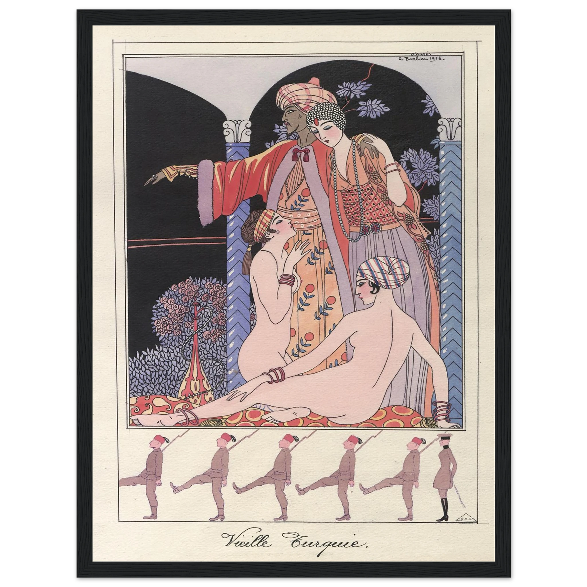 Vieille Turquie (Dans le sérail) (1914-1915) Art Print | George Barbier - Framed Poster - 30x40 cm / 12x16″ - Black frame