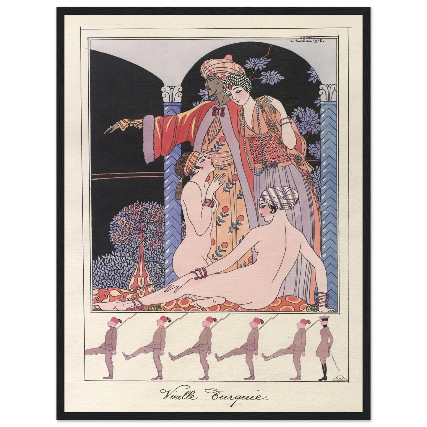 Vieille Turquie (Dans le sérail) (1914-1915) Art Print | George Barbier - Framed Poster - 30x40 cm / 12x16″ - Black frame