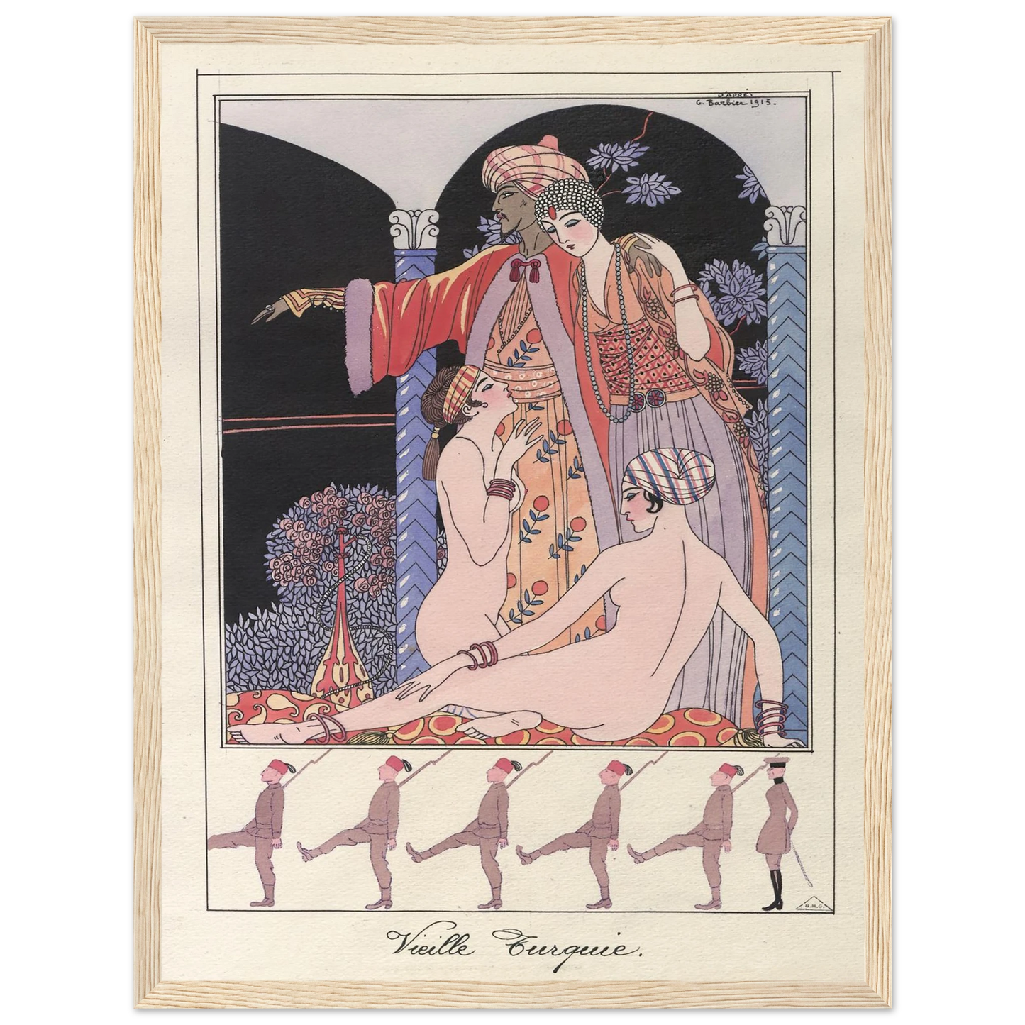 Vieille Turquie (Dans le sérail) (1914-1915) Art Print | George Barbier - Framed Poster - 30x40 cm / 12x16″ - Black frame