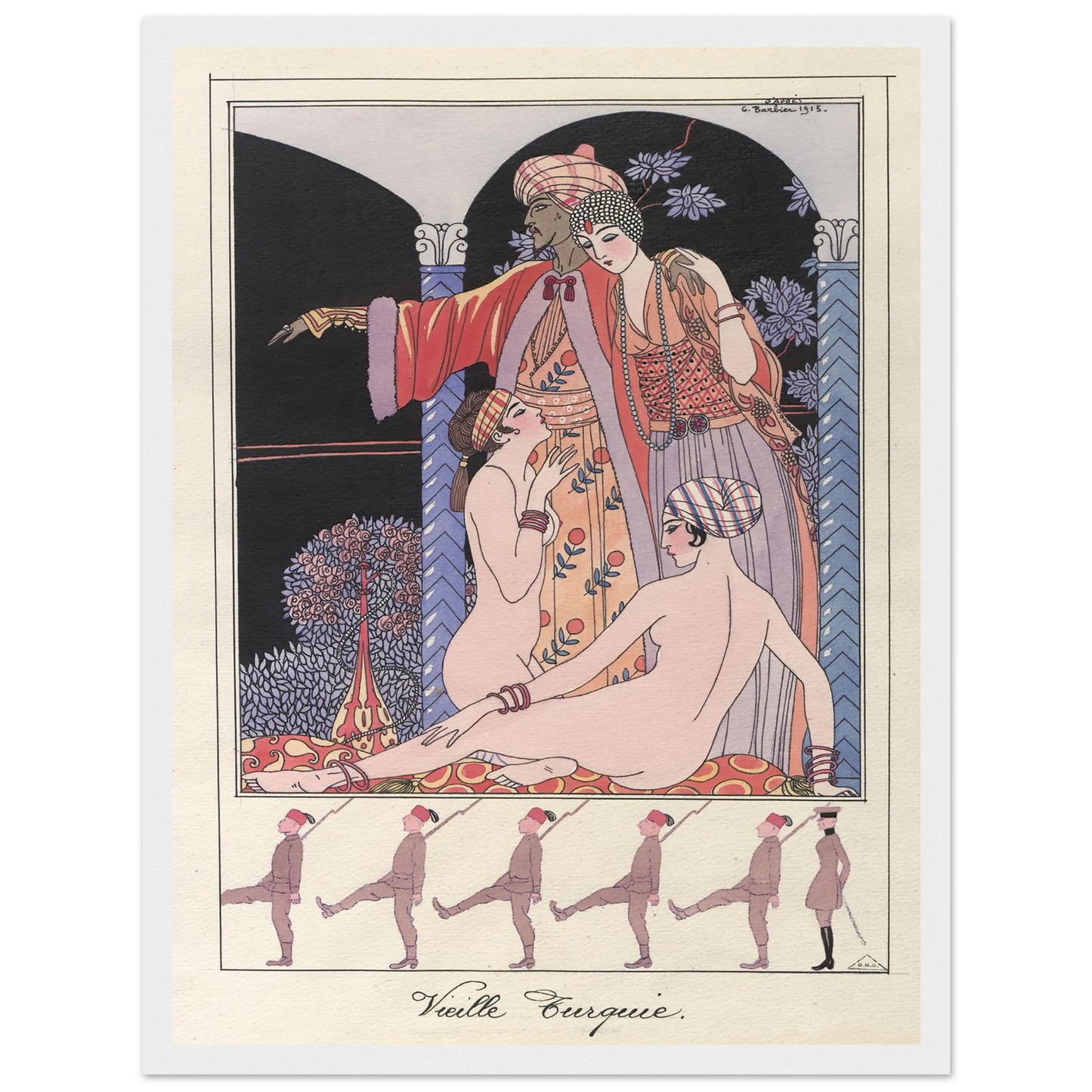 Vieille Turquie (Dans le sérail) (1914-1915) Art Print | George Barbier - Framed Poster - 30x40 cm / 12x16″ - Black frame