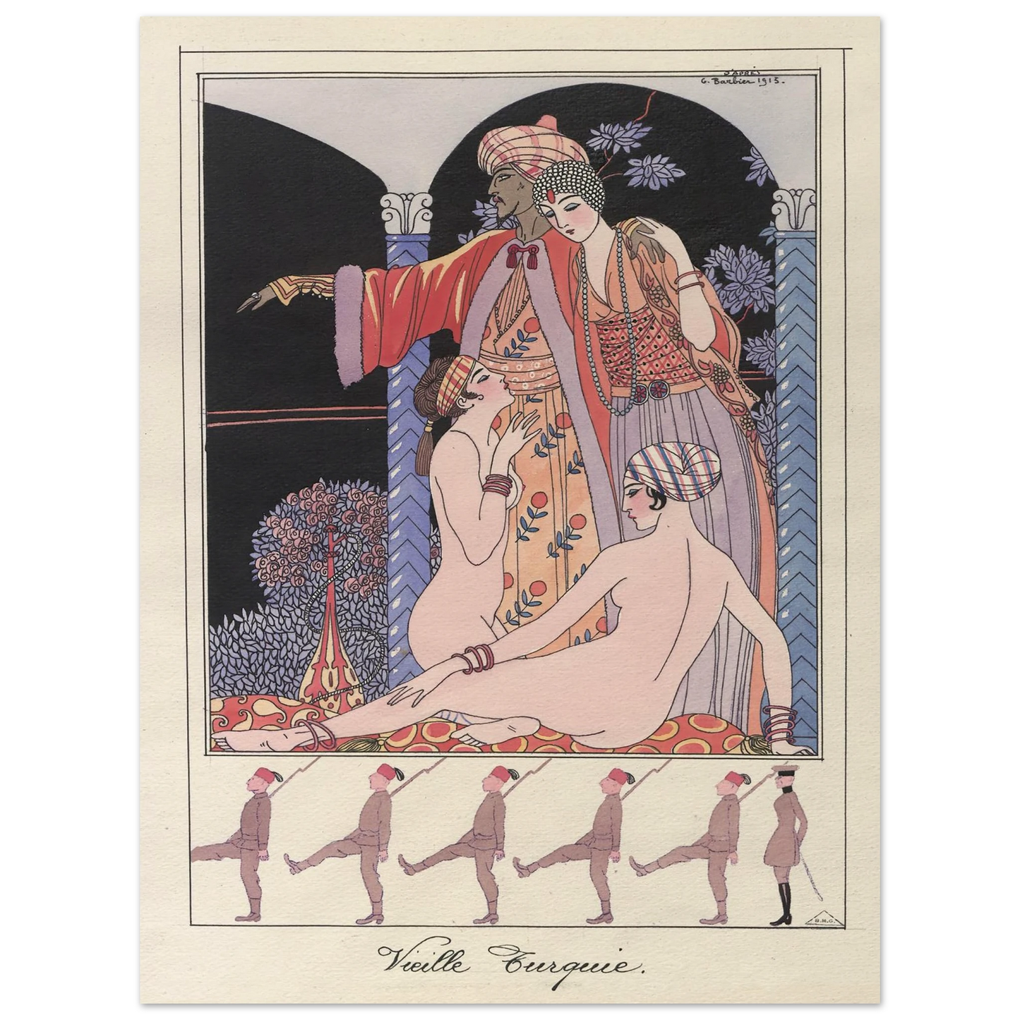 Vieille Turquie (Dans le sérail) (1914-1915) Art Print | George Barbier - Framed Poster - 30x40 cm / 12x16″ - Black frame