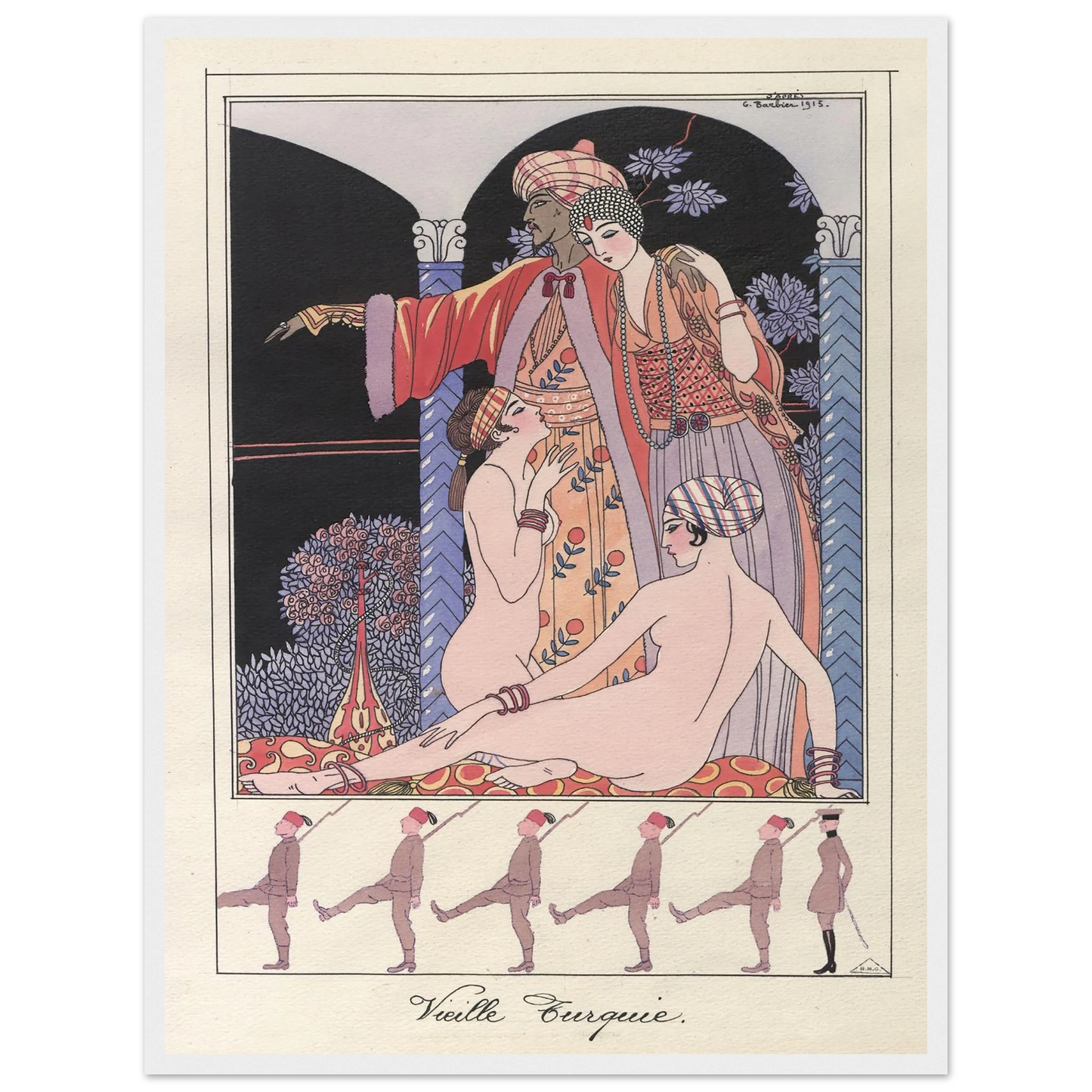 Vieille Turquie (Dans le sérail) (1914-1915) Art Print | George Barbier - Framed Poster - 30x40 cm / 12x16″ - Black frame
