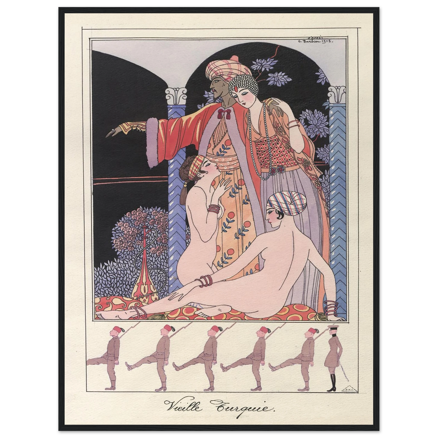 Vieille Turquie (Dans le sérail) (1914-1915) Art Print | George Barbier - Framed Poster - 30x40 cm / 12x16″ - Black frame