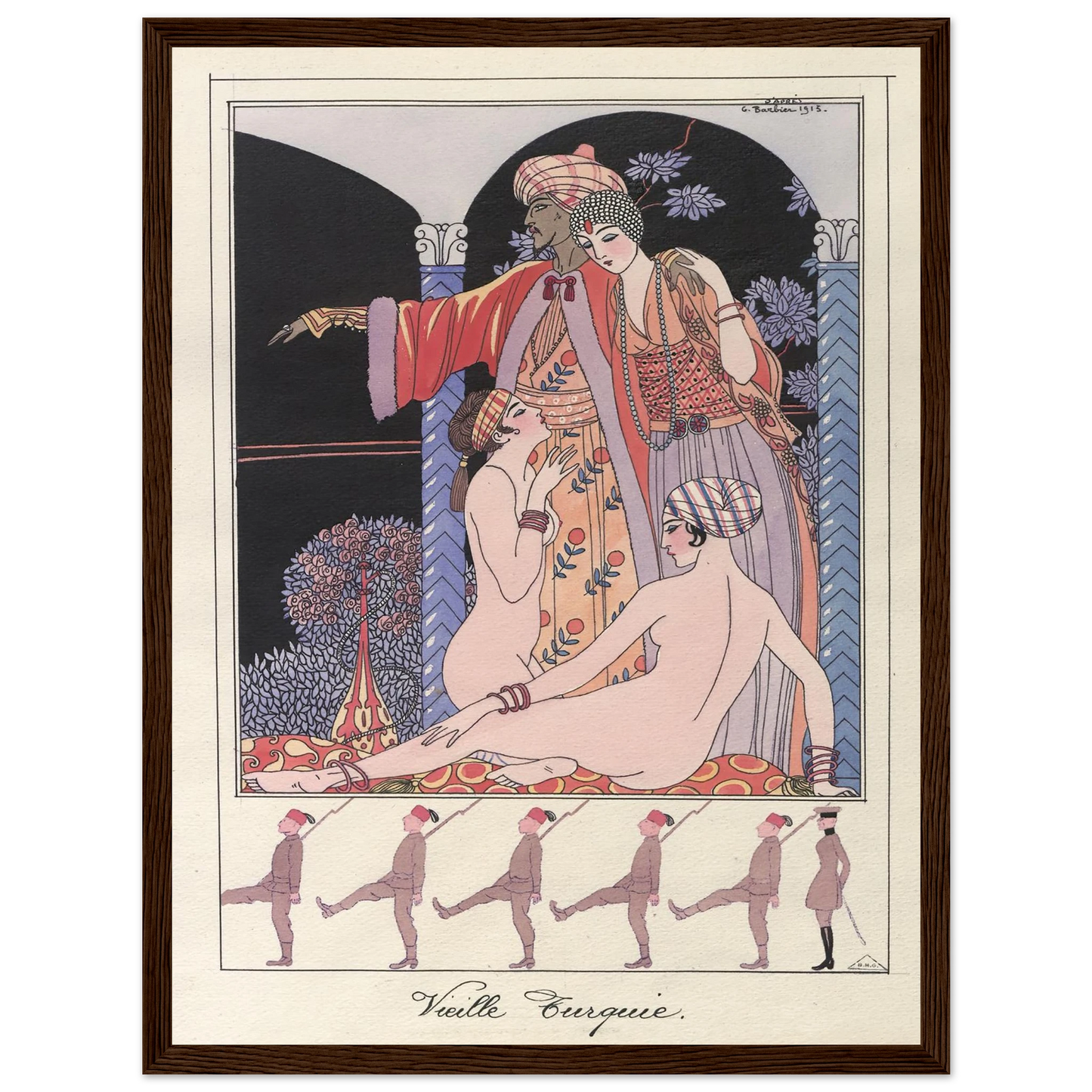 Vieille Turquie (Dans le sérail) (1914-1915) Art Print | George Barbier - Framed Poster - 30x40 cm / 12x16″ - Black frame