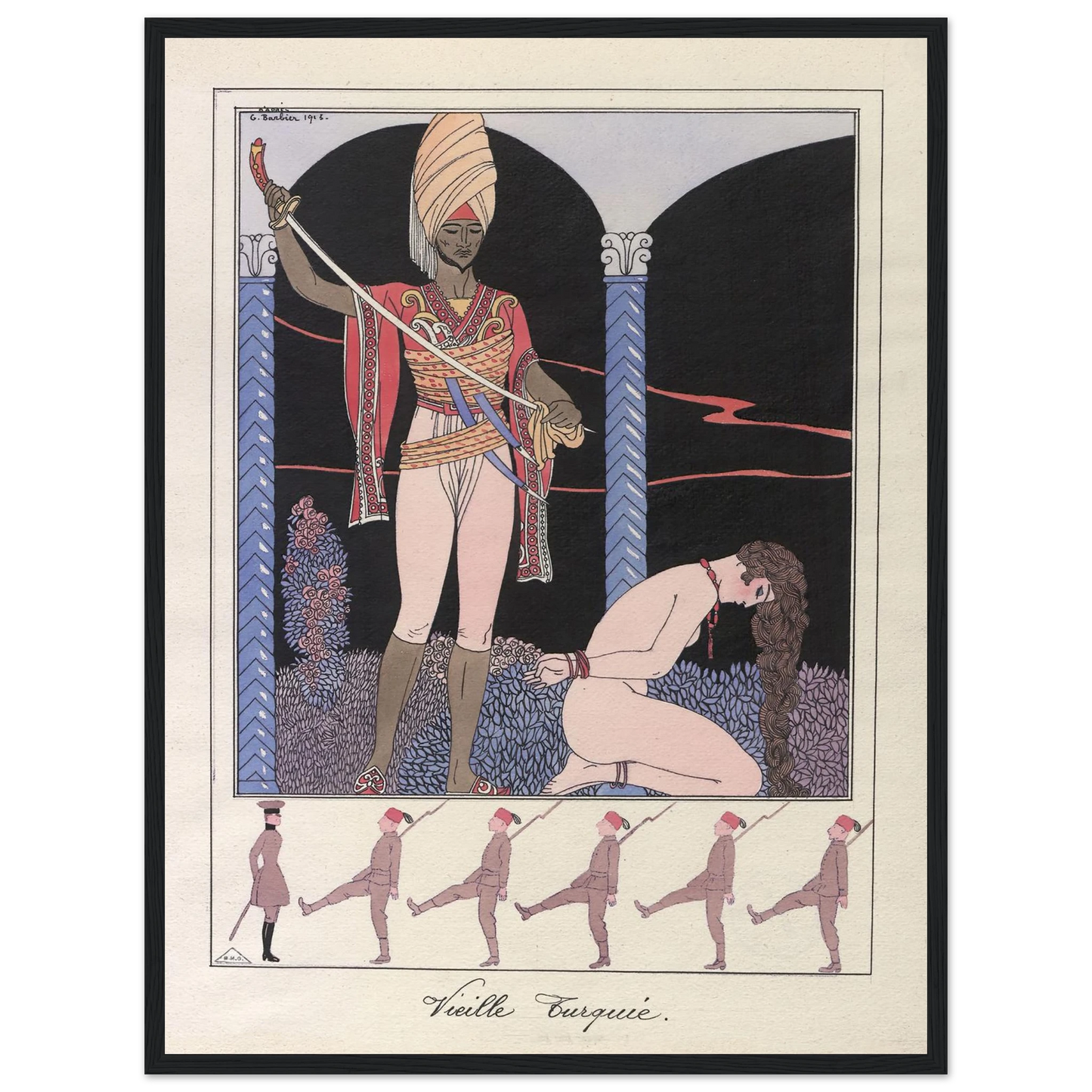 Vieille Turquie (L’exécution) (1915) Art Print | George Barbier - Framed Poster - 30x40 cm / 12x16″ - Black frame