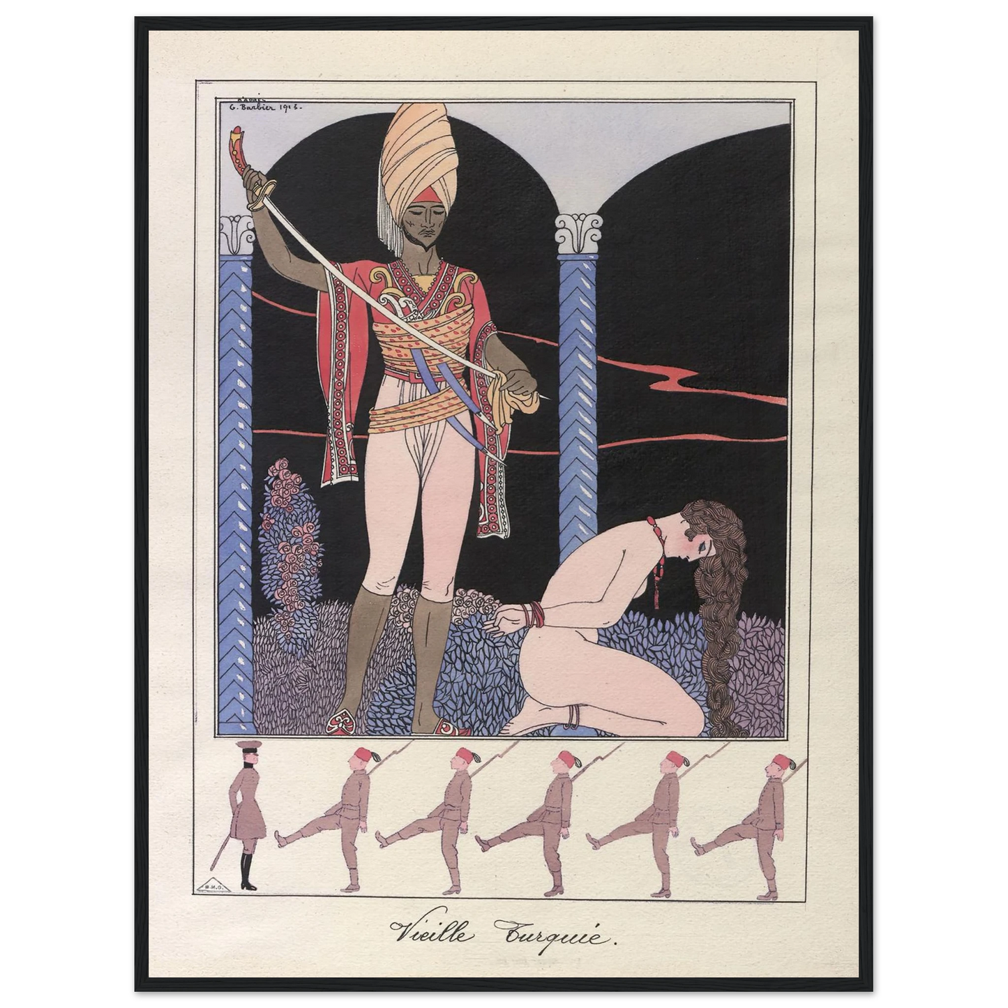 Vieille Turquie (L’exécution) (1915) Art Print | George Barbier - Framed Poster - 30x40 cm / 12x16″ - Black frame