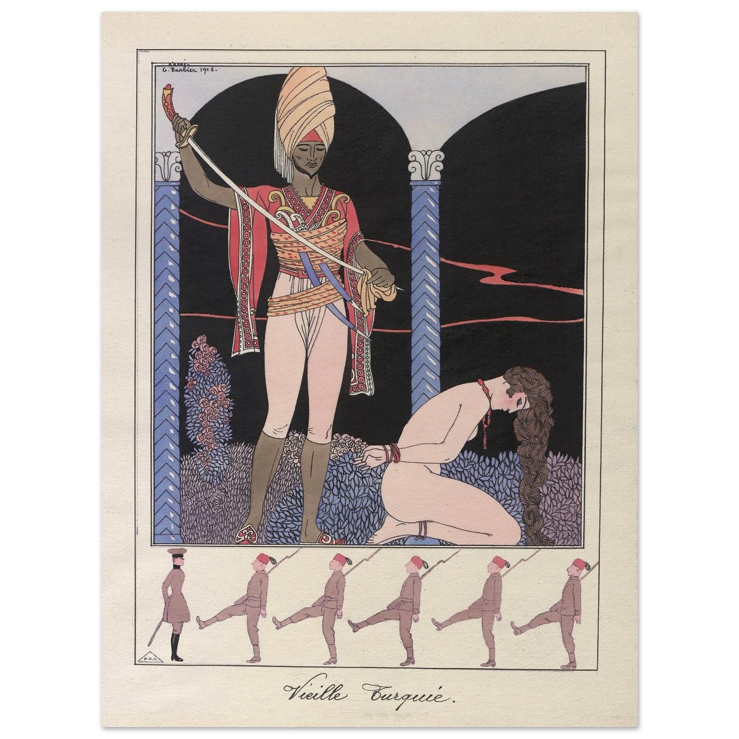 Vieille Turquie (L’exécution) (1915) Art Print | George Barbier - Framed Poster - 30x40 cm / 12x16″ - Black frame