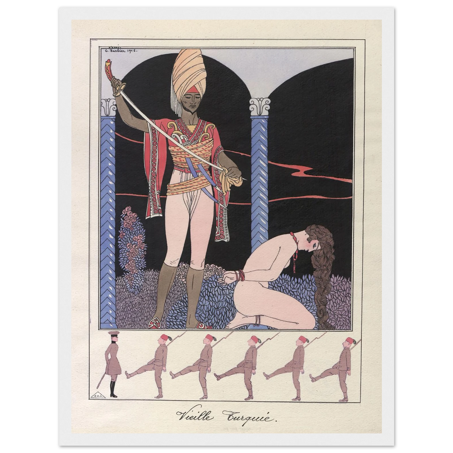 Vieille Turquie (L’exécution) (1915) Art Print | George Barbier - Framed Poster - 30x40 cm / 12x16″ - Black frame