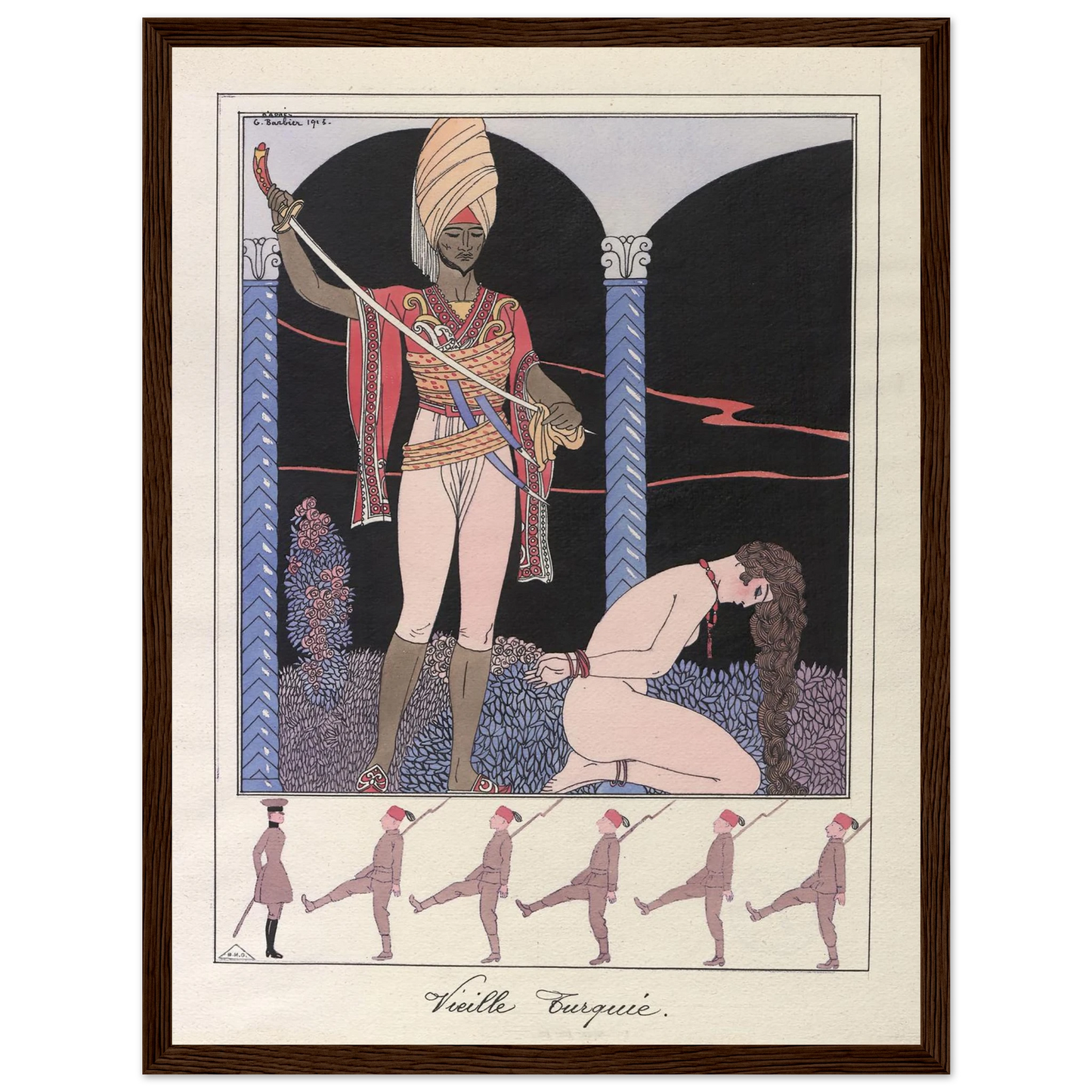 Vieille Turquie (L’exécution) (1915) Art Print | George Barbier - Framed Poster - 30x40 cm / 12x16″ - Black frame
