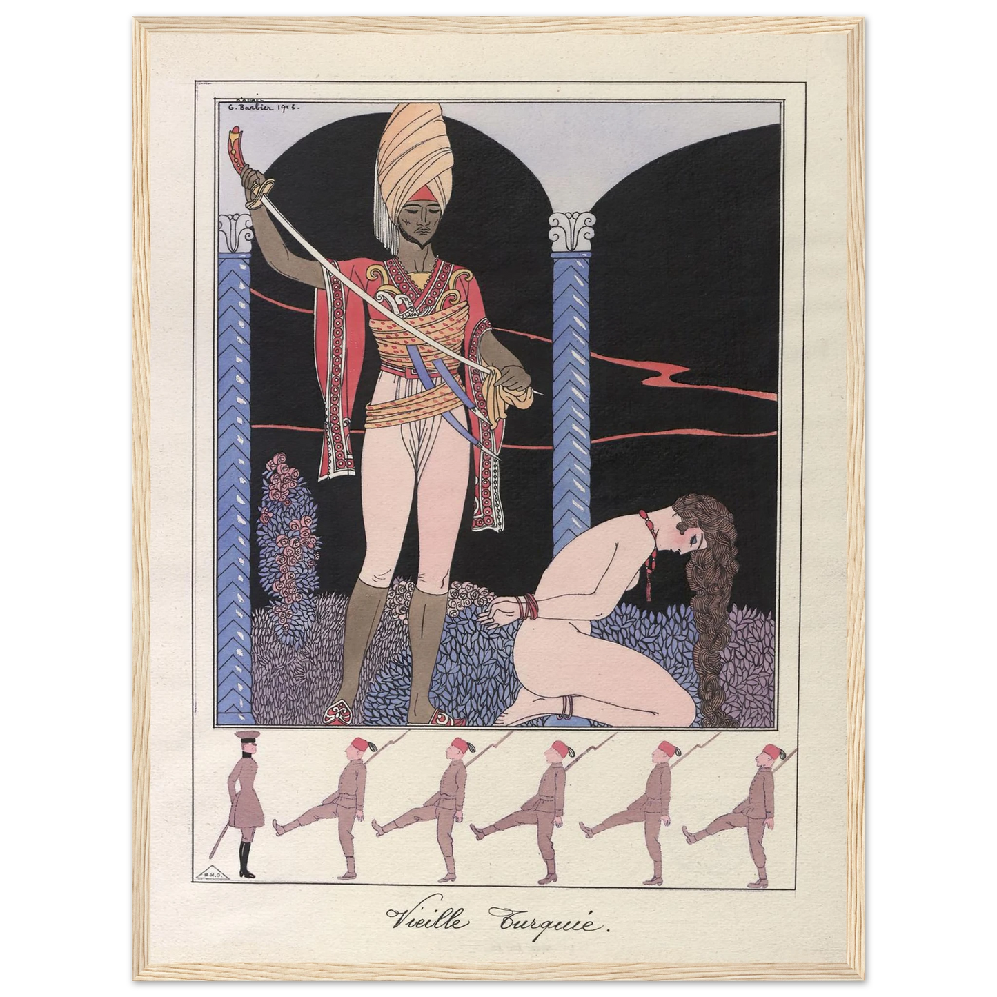 Vieille Turquie (L’exécution) (1915) Art Print | George Barbier - Framed Poster - 30x40 cm / 12x16″ - Black frame