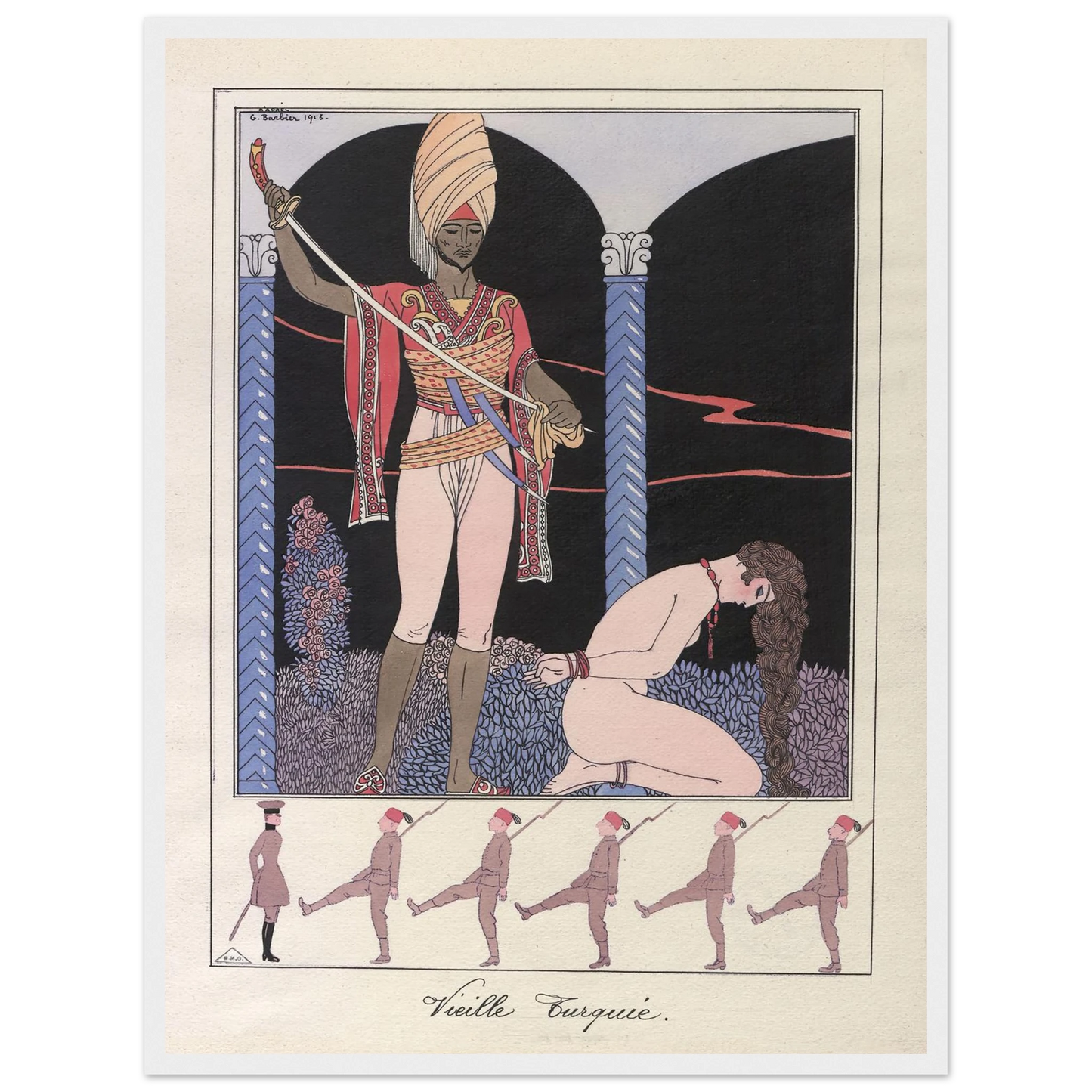Vieille Turquie (L’exécution) (1915) Art Print | George Barbier - Framed Poster - 30x40 cm / 12x16″ - Black frame