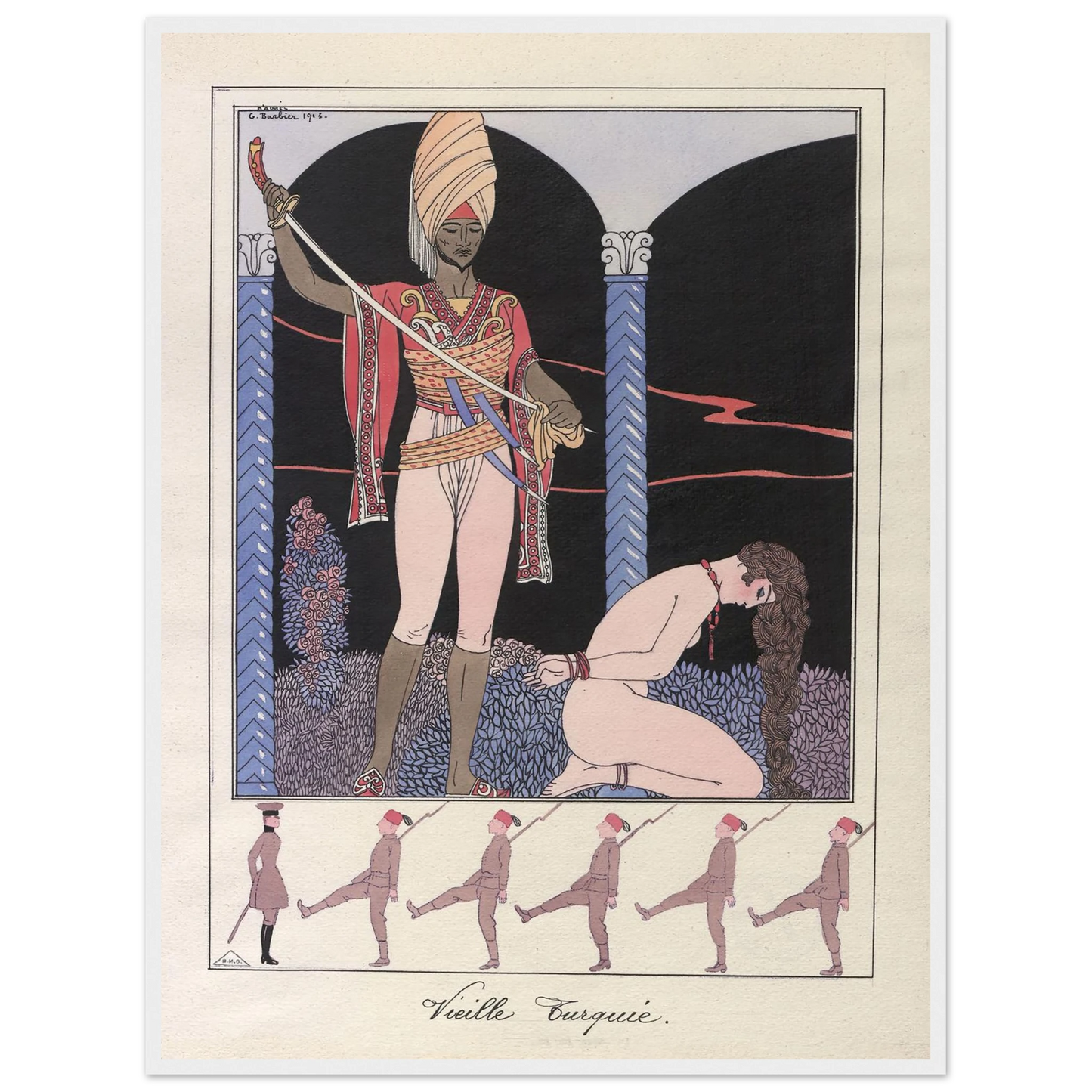 Vieille Turquie (L’exécution) (1915) Art Print | George Barbier - Framed Poster - 30x40 cm / 12x16″ - Black frame