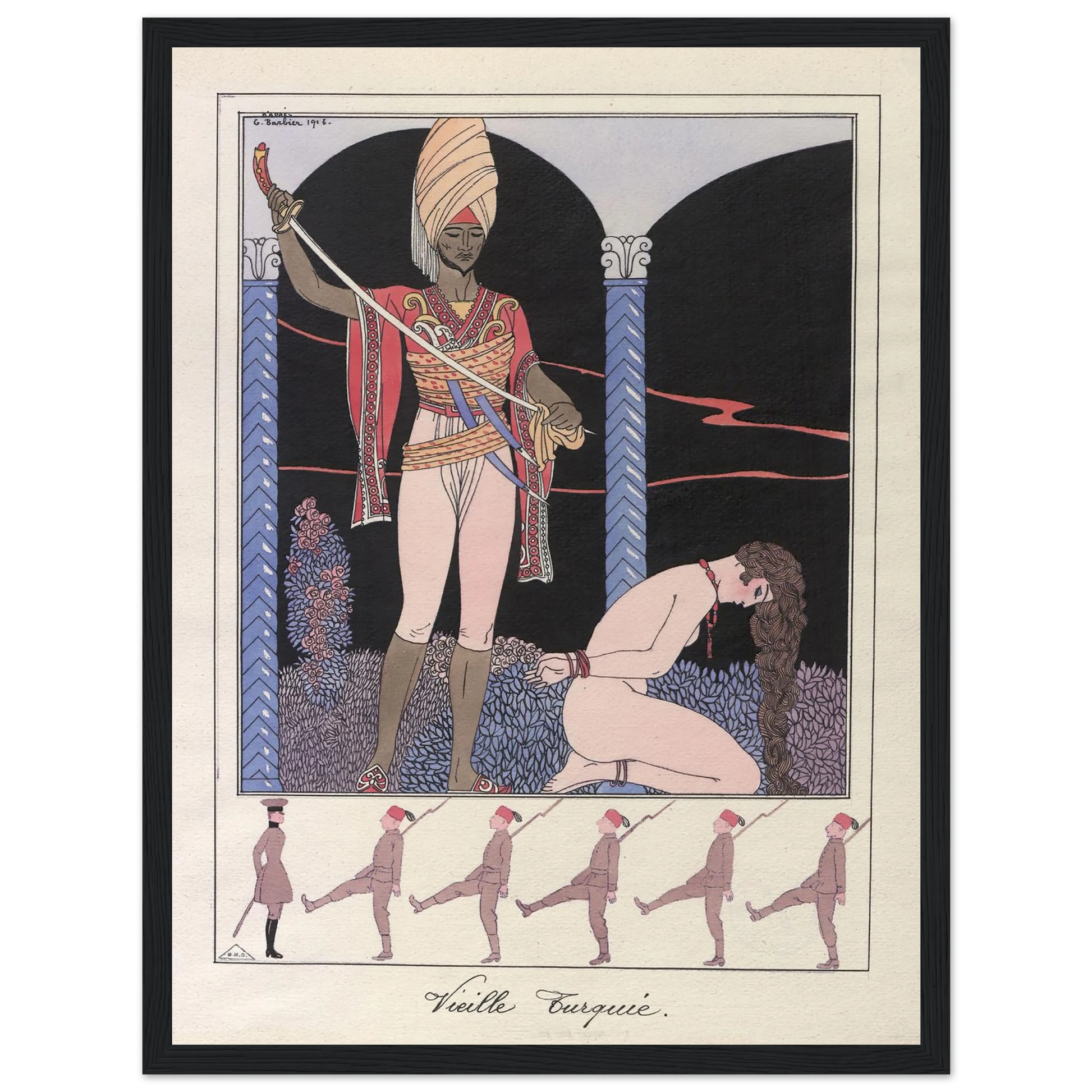 Vieille Turquie (L’exécution) (1915) Art Print | George Barbier - Framed Poster - 30x40 cm / 12x16″ - Black frame