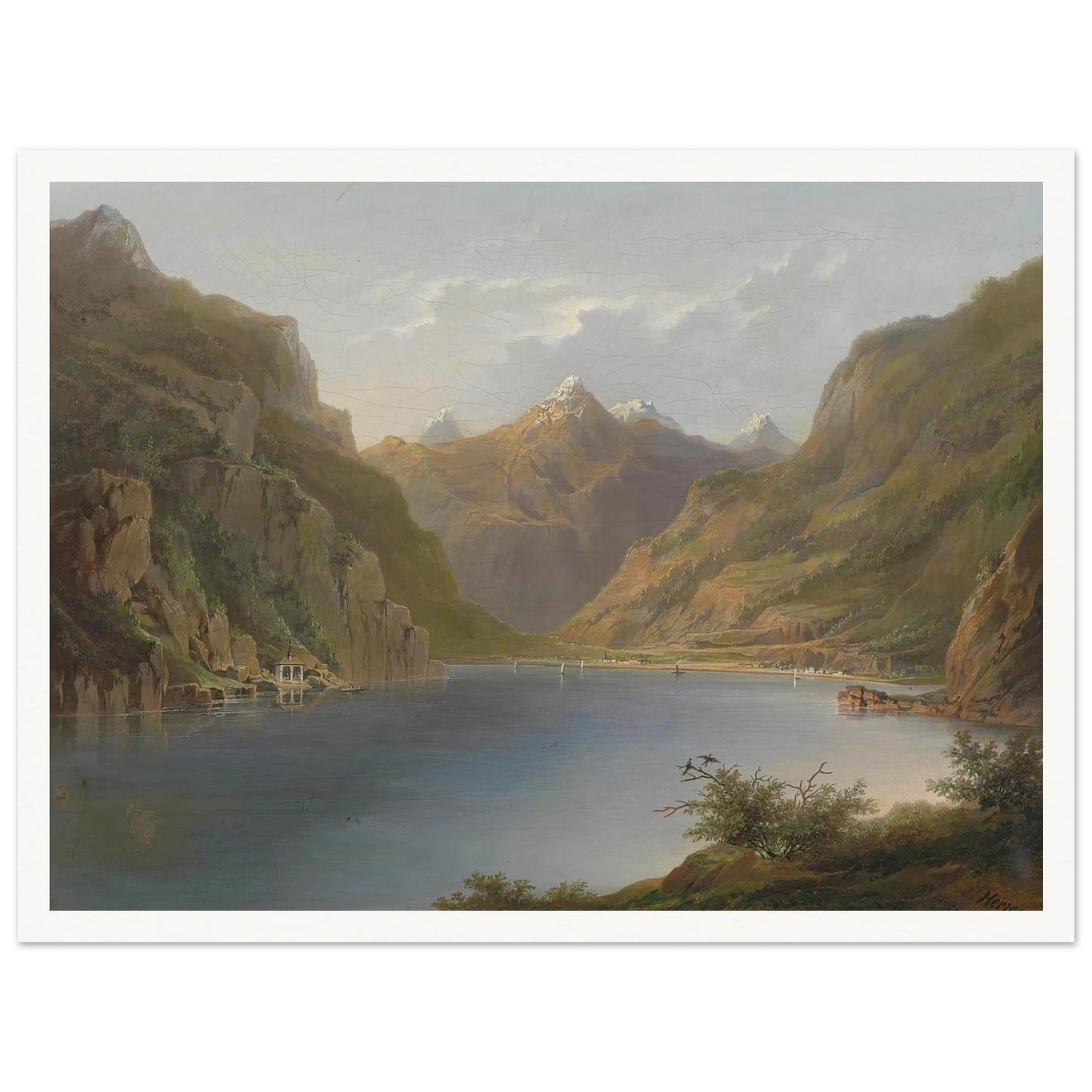 Vierwaldstättersee (1882) Art Print | Hermann Ottomar Herzog - Framed Poster - 30x40 cm / 12x16″ - Black frame