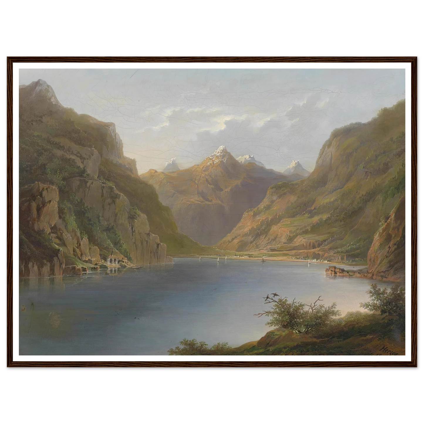 Vierwaldstättersee (1882) Art Print | Hermann Ottomar Herzog - Framed Poster - 30x40 cm / 12x16″ - Black frame