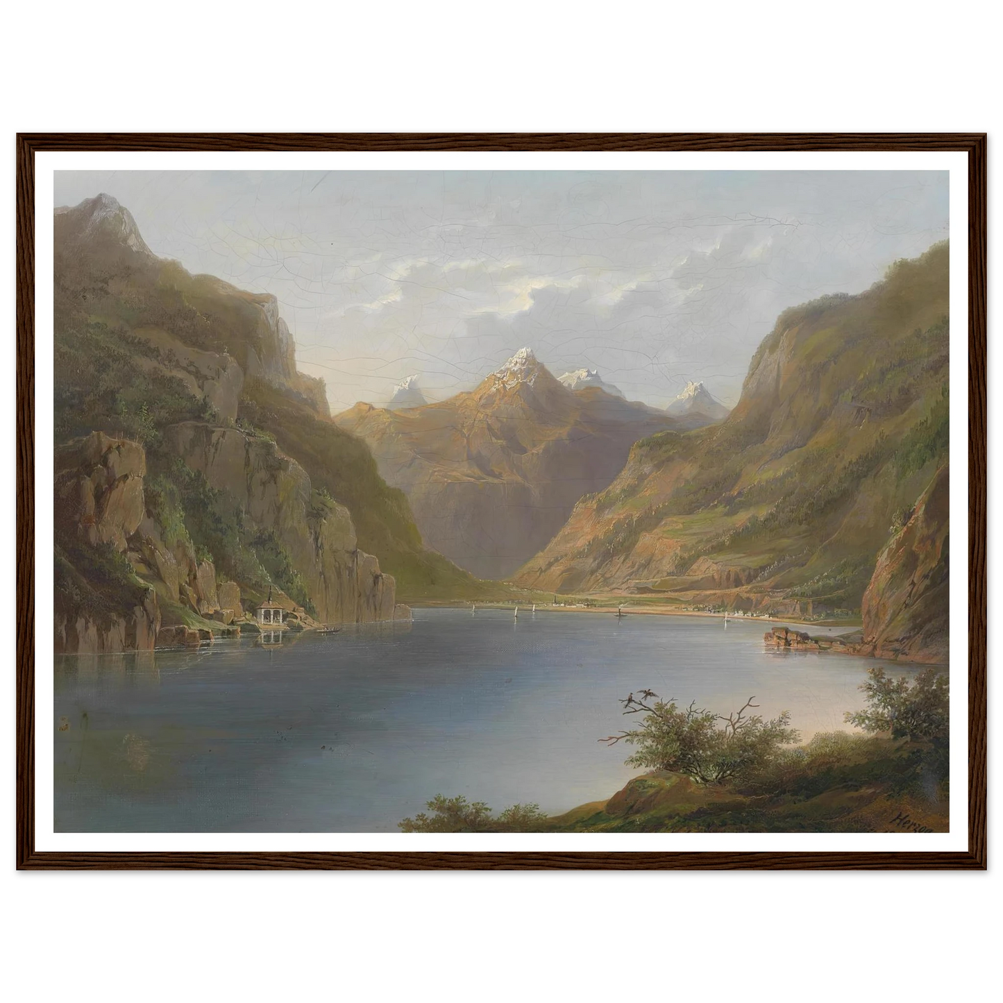 Vierwaldstättersee (1882) Art Print | Hermann Ottomar Herzog - Framed Poster - 30x40 cm / 12x16″ - Black frame