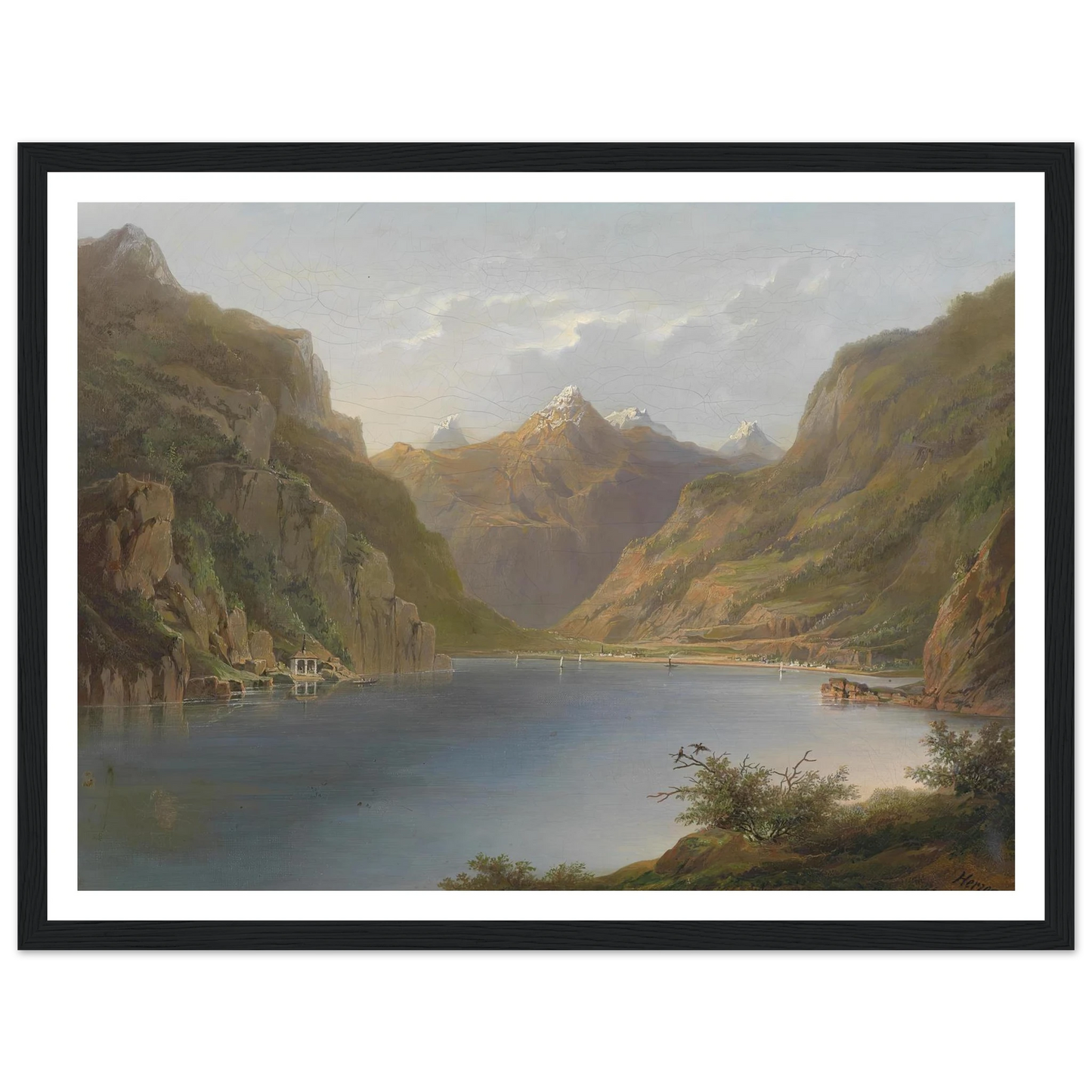 Vierwaldstättersee (1882) Art Print | Hermann Ottomar Herzog - Framed Poster - 30x40 cm / 12x16″ - Black frame