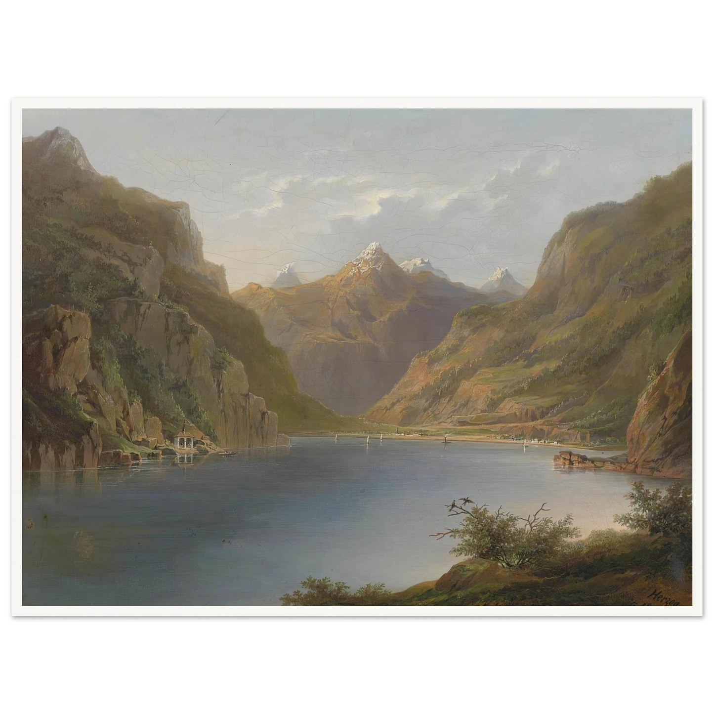 Vierwaldstättersee (1882) Art Print | Hermann Ottomar Herzog - Framed Poster - 30x40 cm / 12x16″ - Black frame