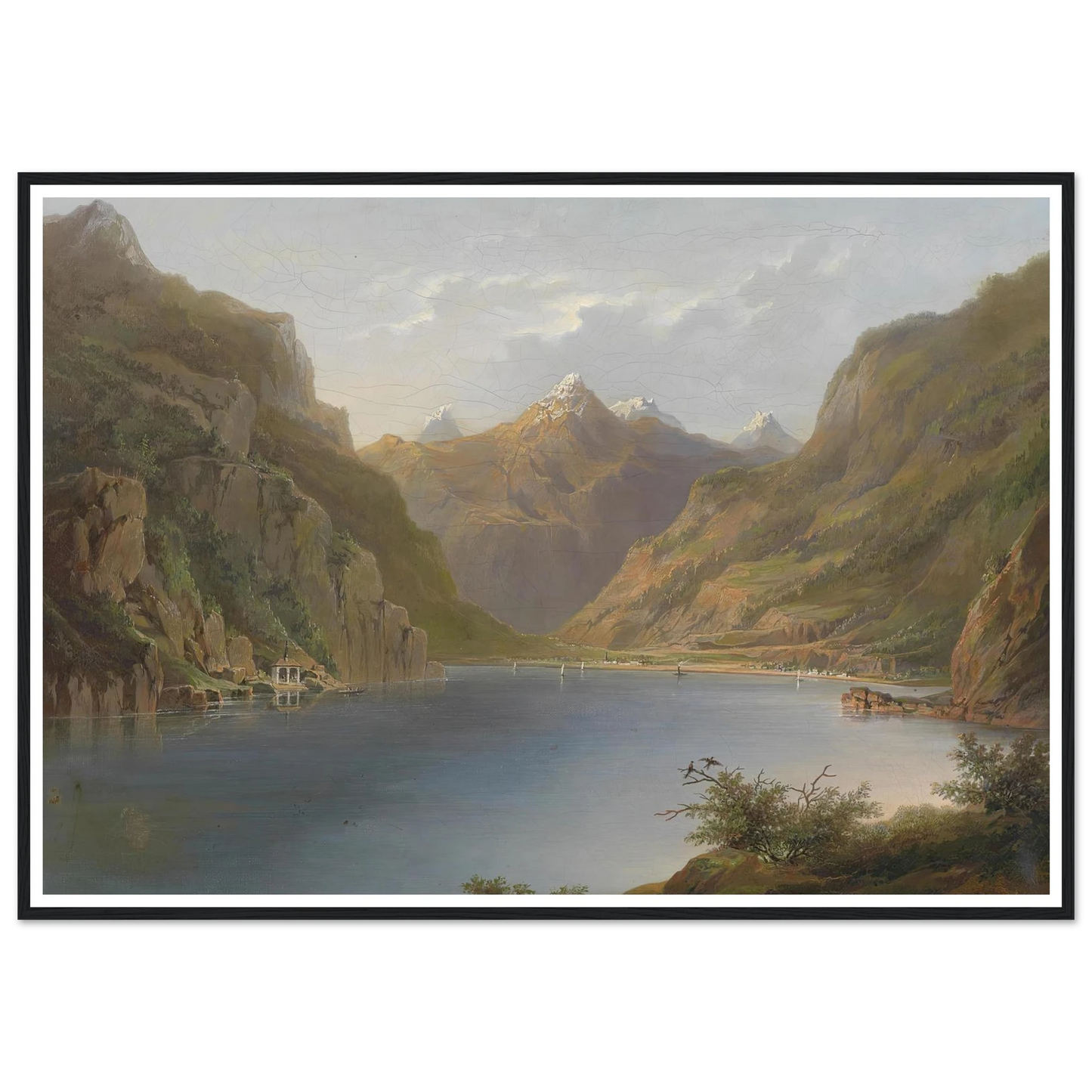 Vierwaldstättersee (1882) Art Print | Hermann Ottomar Herzog - Framed Poster - 30x40 cm / 12x16″ - Black frame