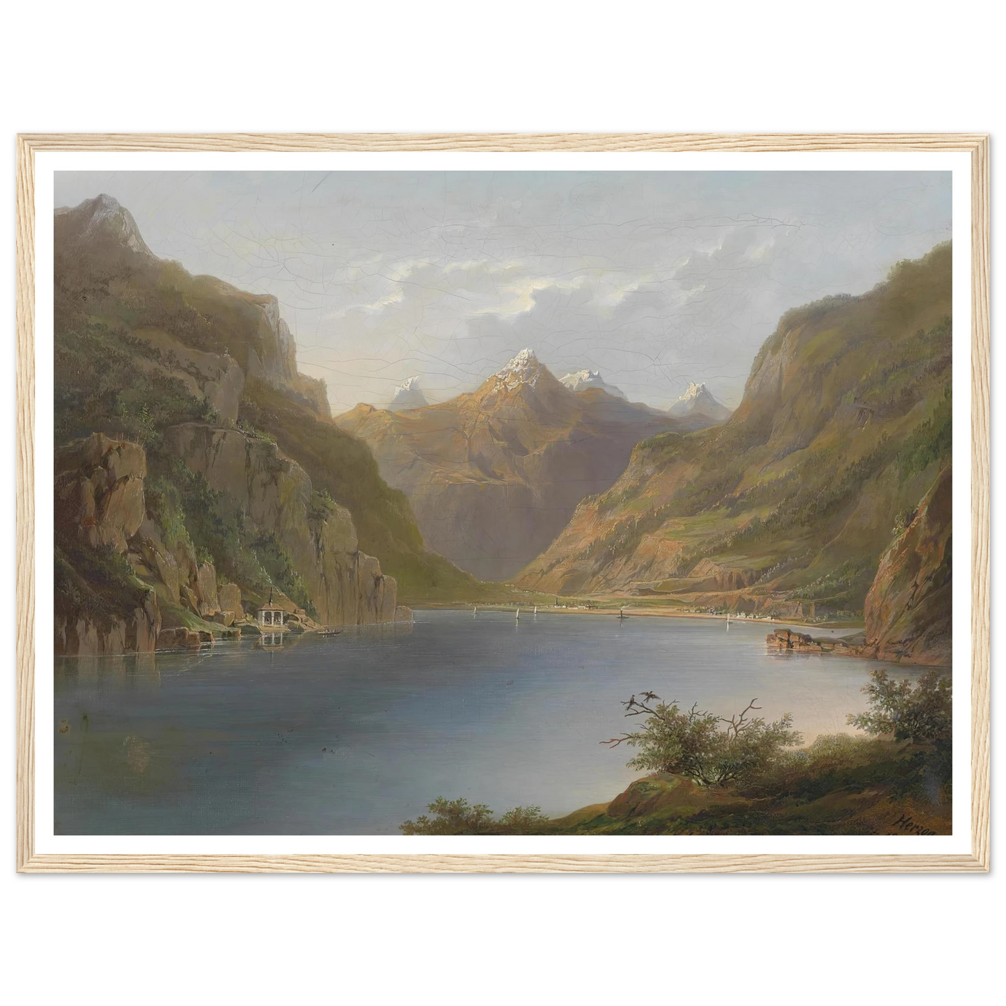 Vierwaldstättersee (1882) Art Print | Hermann Ottomar Herzog - Framed Poster - 30x40 cm / 12x16″ - Black frame