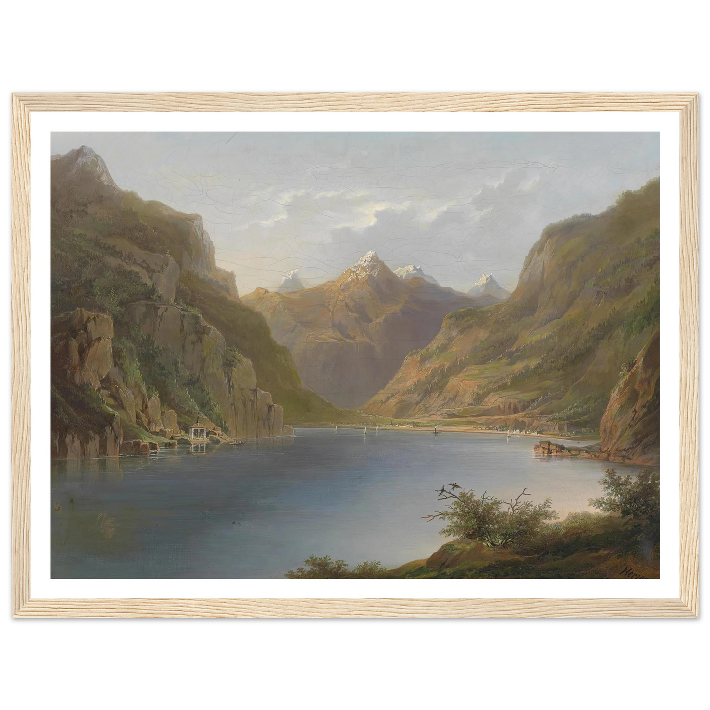Vierwaldstättersee (1882) Art Print | Hermann Ottomar Herzog - Framed Poster - 30x40 cm / 12x16″ - Black frame