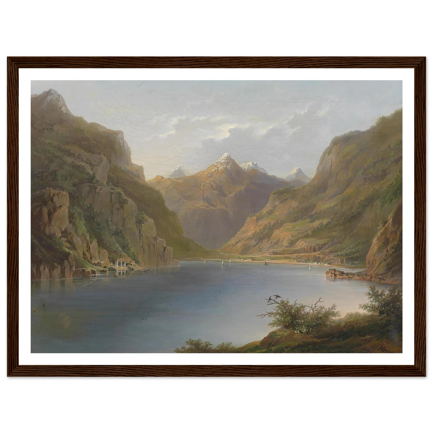 Vierwaldstättersee (1882) Art Print | Hermann Ottomar Herzog - Framed Poster - 30x40 cm / 12x16″ - Black frame