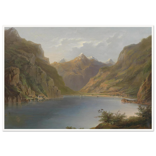 Vierwaldstättersee (1882) Art Print | Hermann Ottomar Herzog - Framed Poster - 30x40 cm / 12x16″ - Black frame