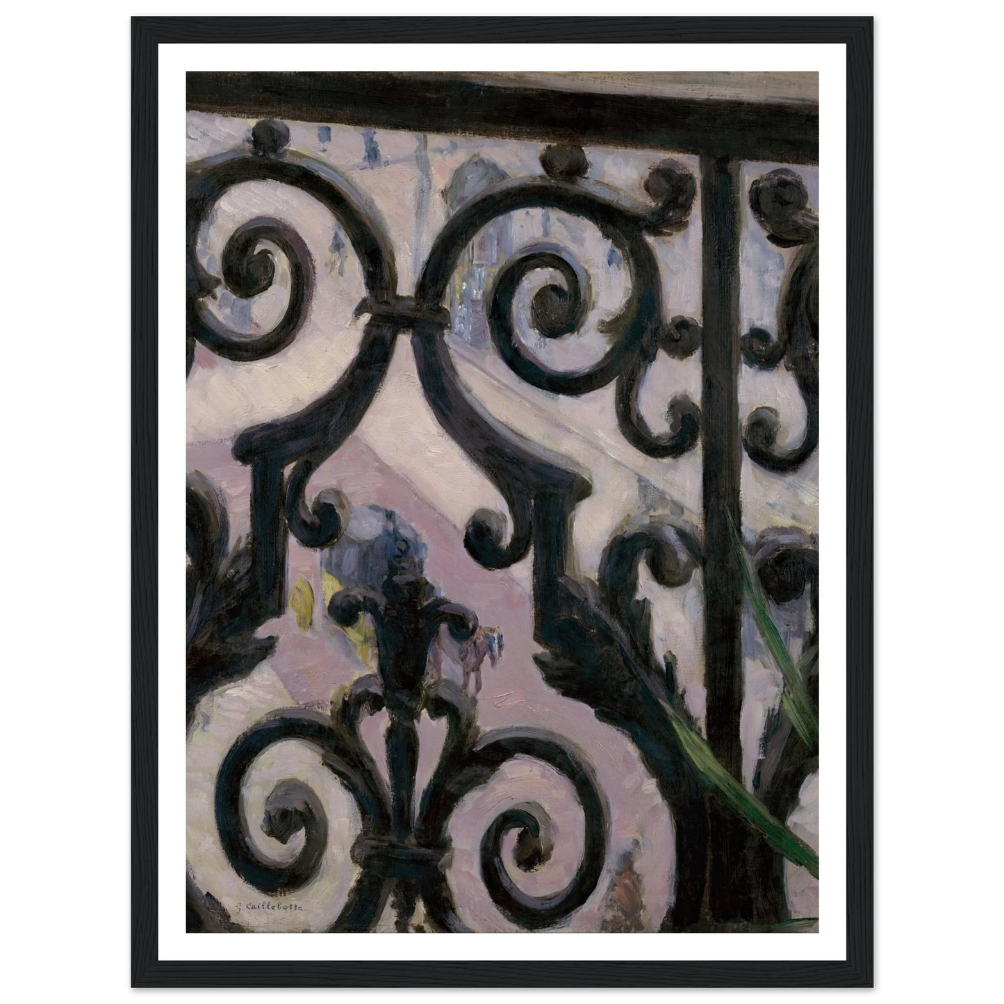 View from a balcony Art Print | Gustave Caillebotte - Framed Poster - 30x40 cm / 12x16″ - Black frame