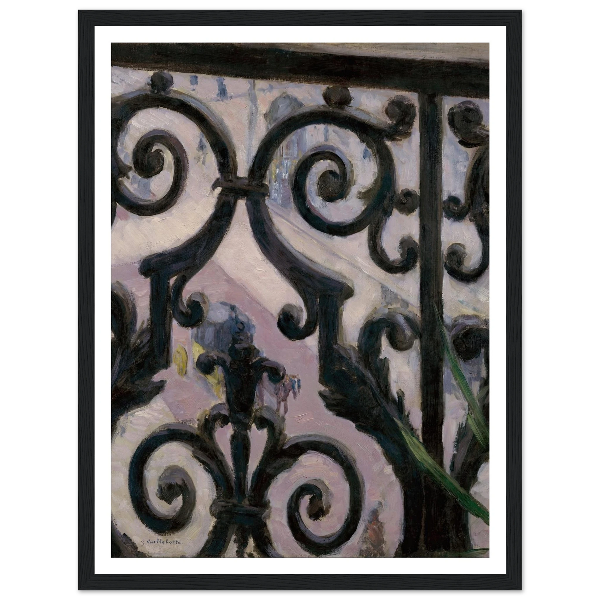 View from a balcony Art Print | Gustave Caillebotte - Framed Poster - 30x40 cm / 12x16″ - Black frame